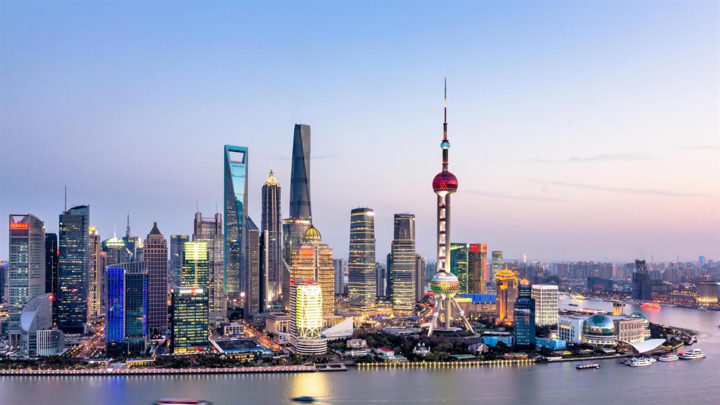 Skyline di Shanghai al tramonto, 1461x822 HD, Desktop