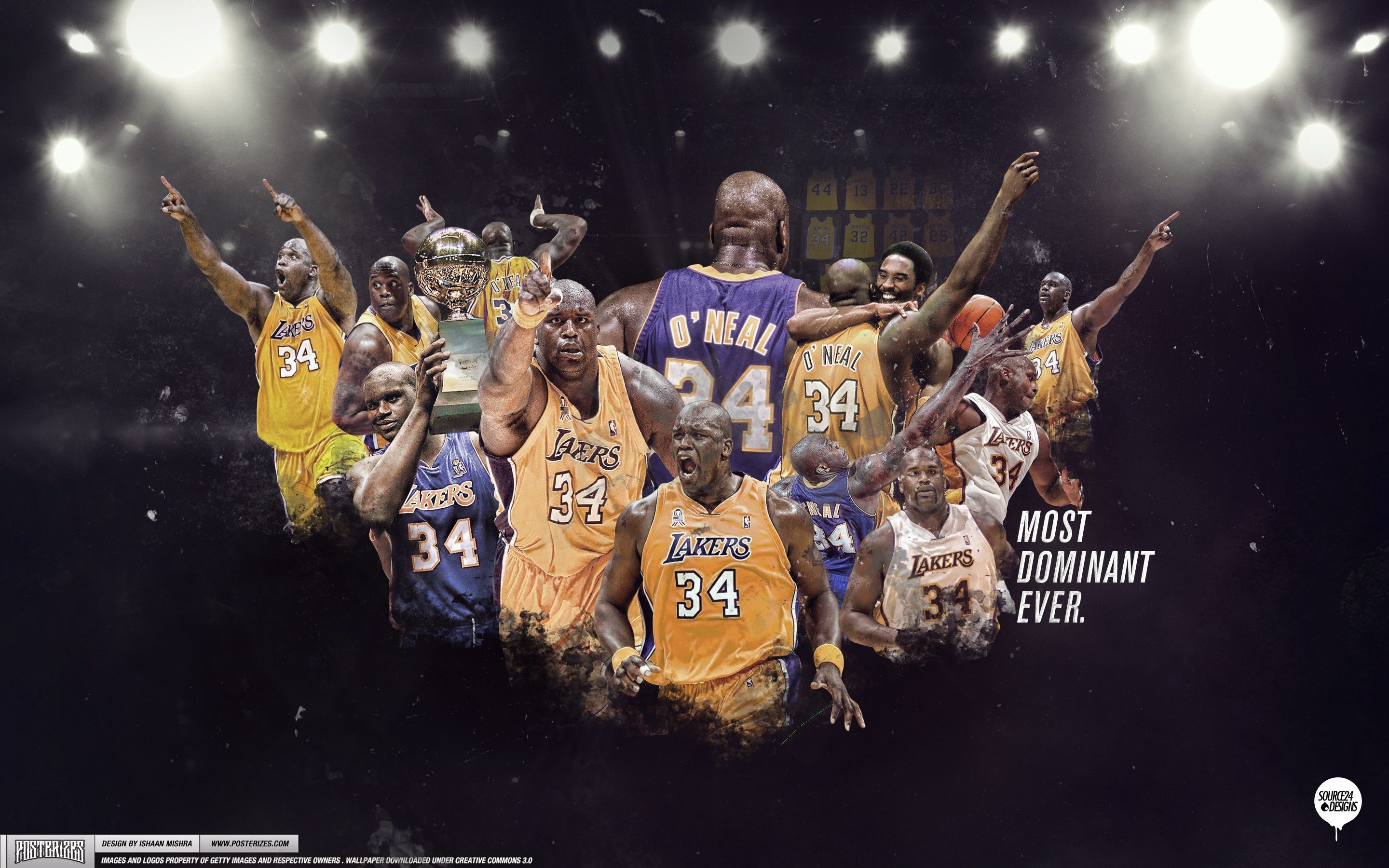 Shaquille O'Neal collage Lakers, NBA, 2880x1800 2K+, Laptop