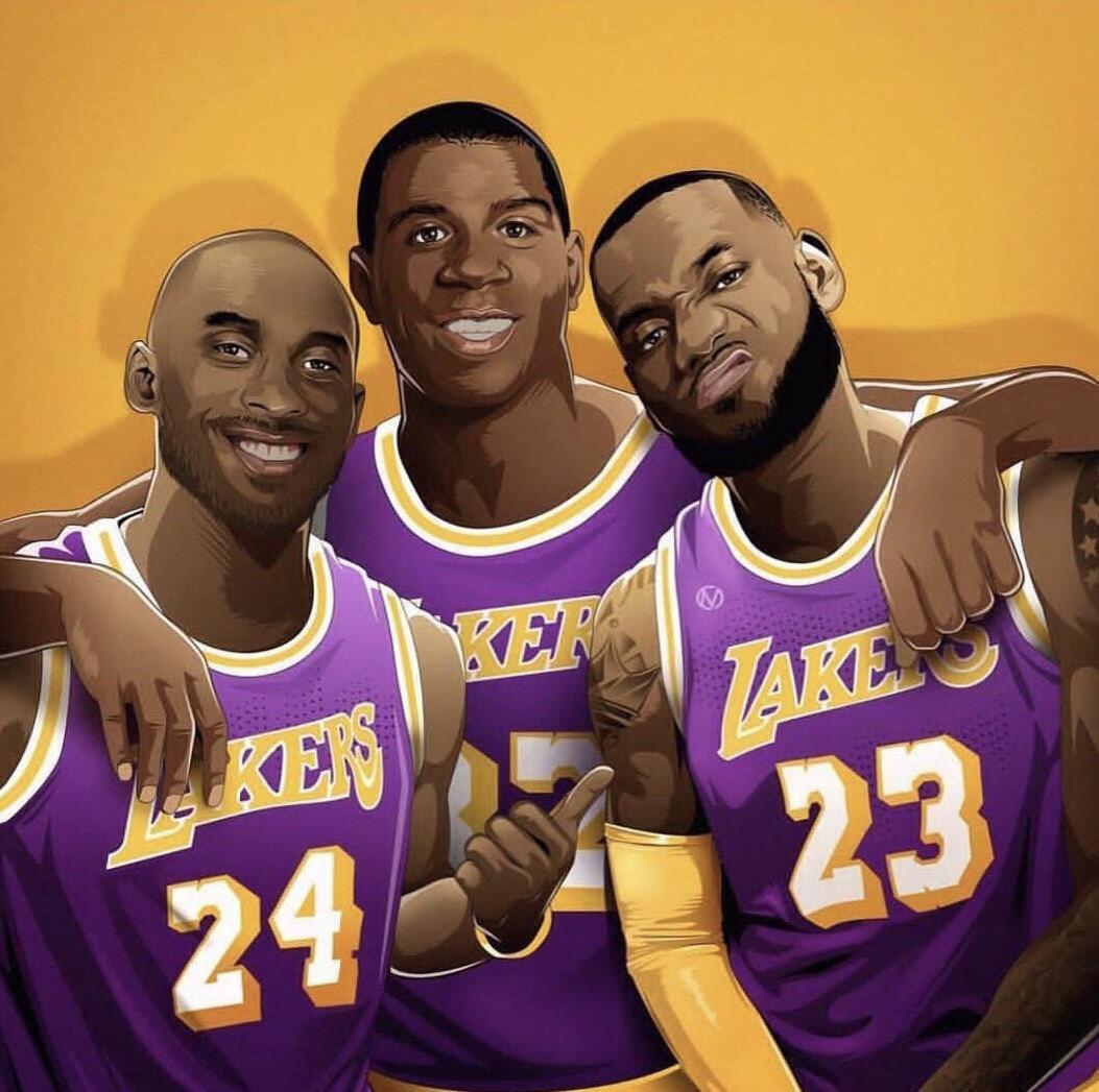 Illustrazione Kobe, Magic, LeBron Lakers, 1053x1047 HD, Desktop