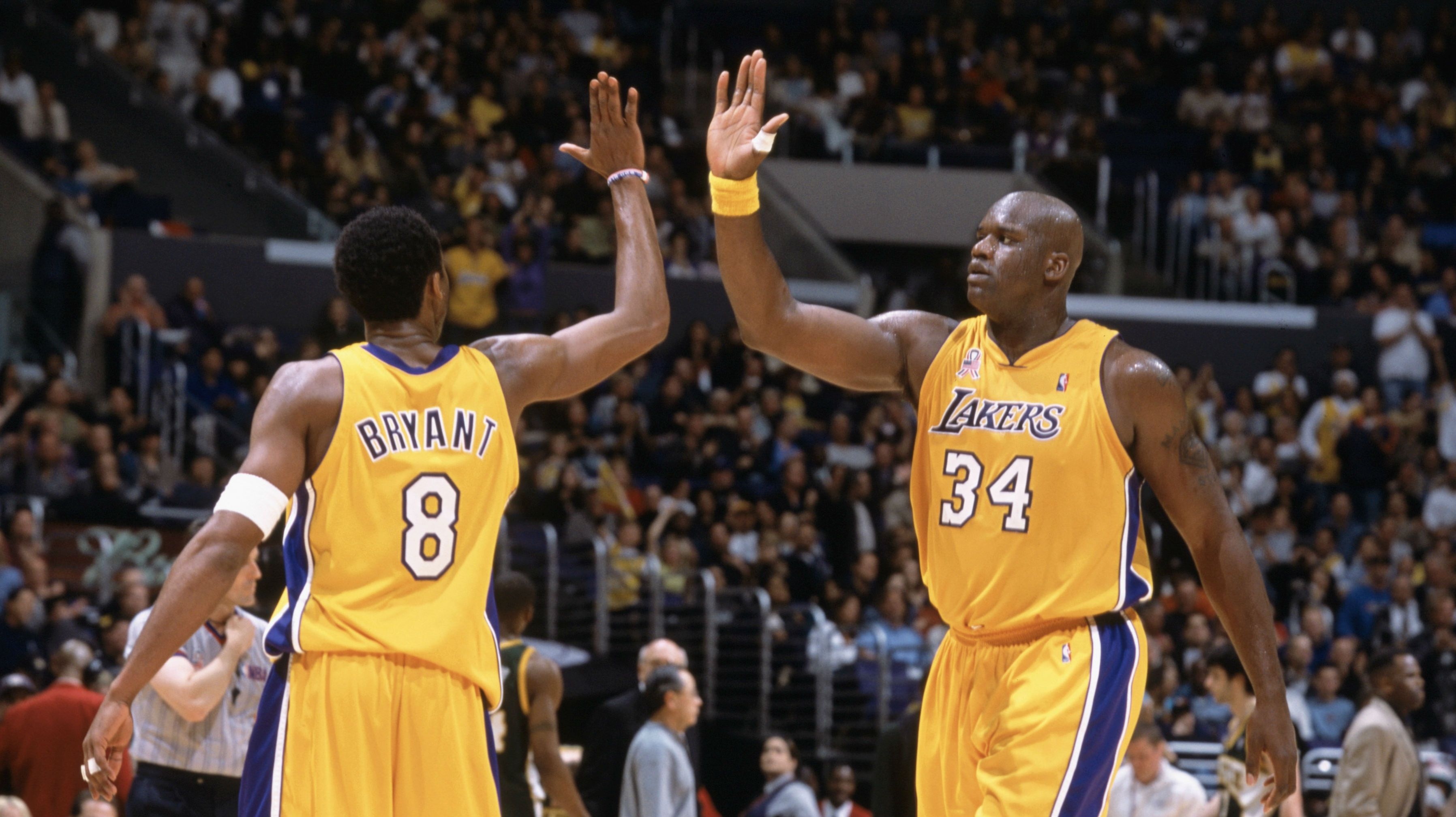 Kobe e Shaq Lakers high-five, 3592x2017 2K, PC