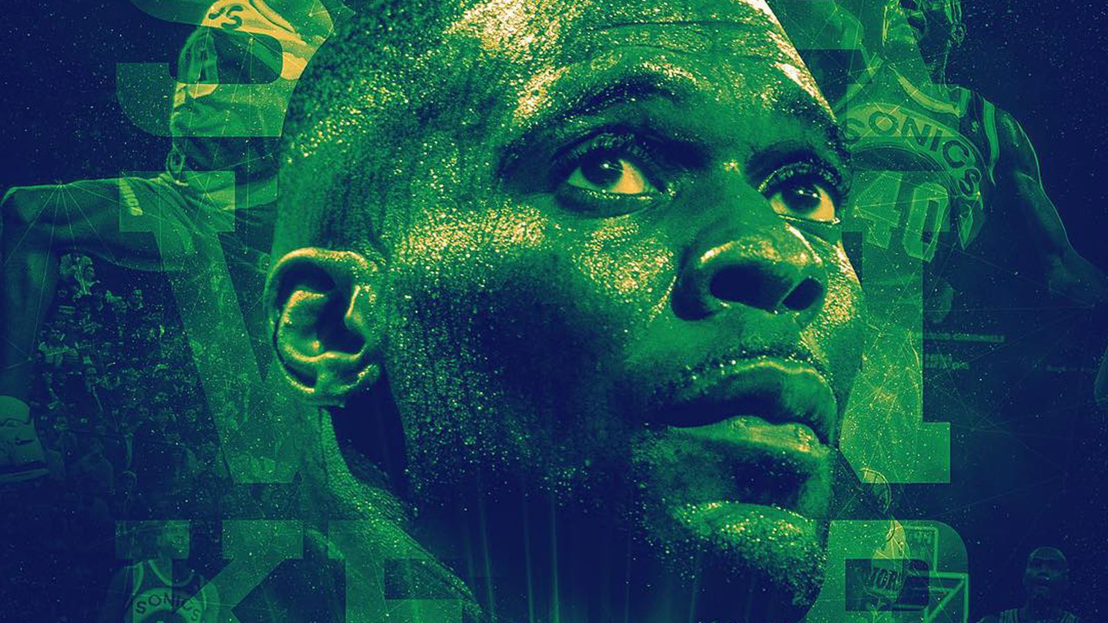 Shawn Kemp ritratto verde, 1600x900 HD, PC