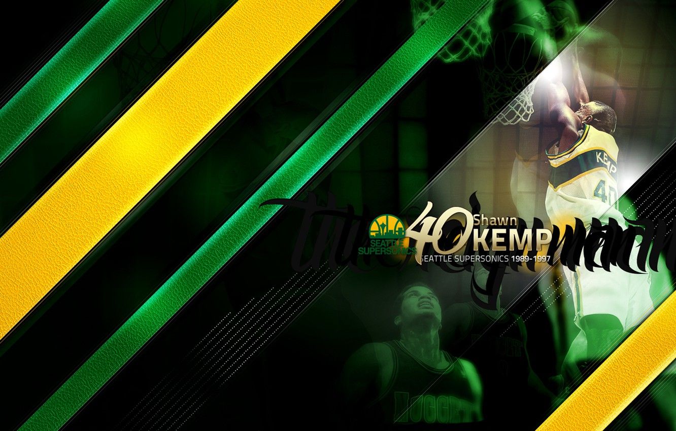 Shawn Kemp Sonics NBA, basket americano, 1200x672 HD, PC