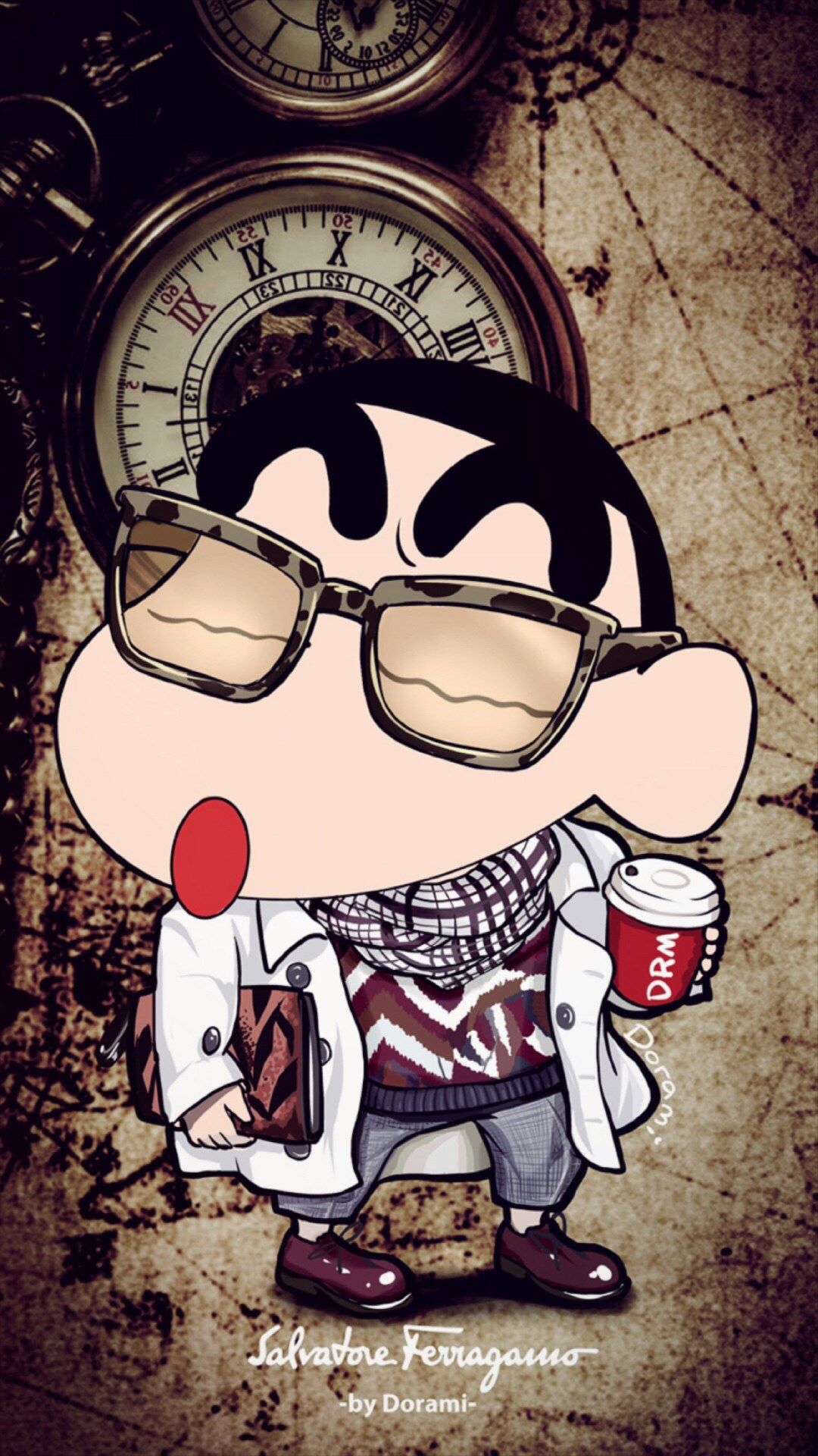 Shin-chan con occhiali e caffè, 1080x1920 Full HD Verticale, Samsung Galaxy