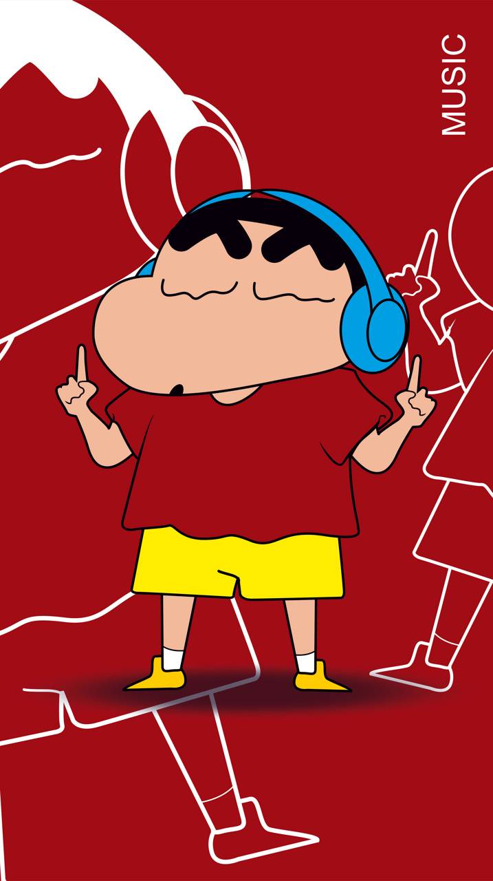 Shin-chan con cuffie musica, 717x1280 Full HD Verticale, Samsung Galaxy
