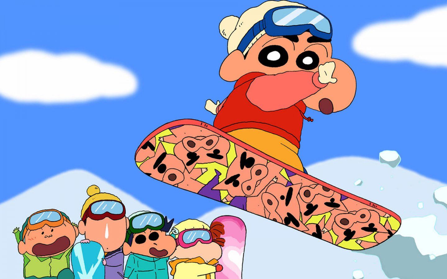 Shin-chan su snowboard, 1440x900 HD, Desktop