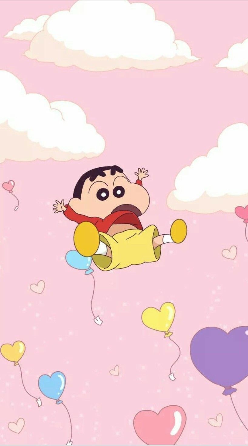 Shin-chan tra palloncini rosa, 818x1469 Verticale, Mobile