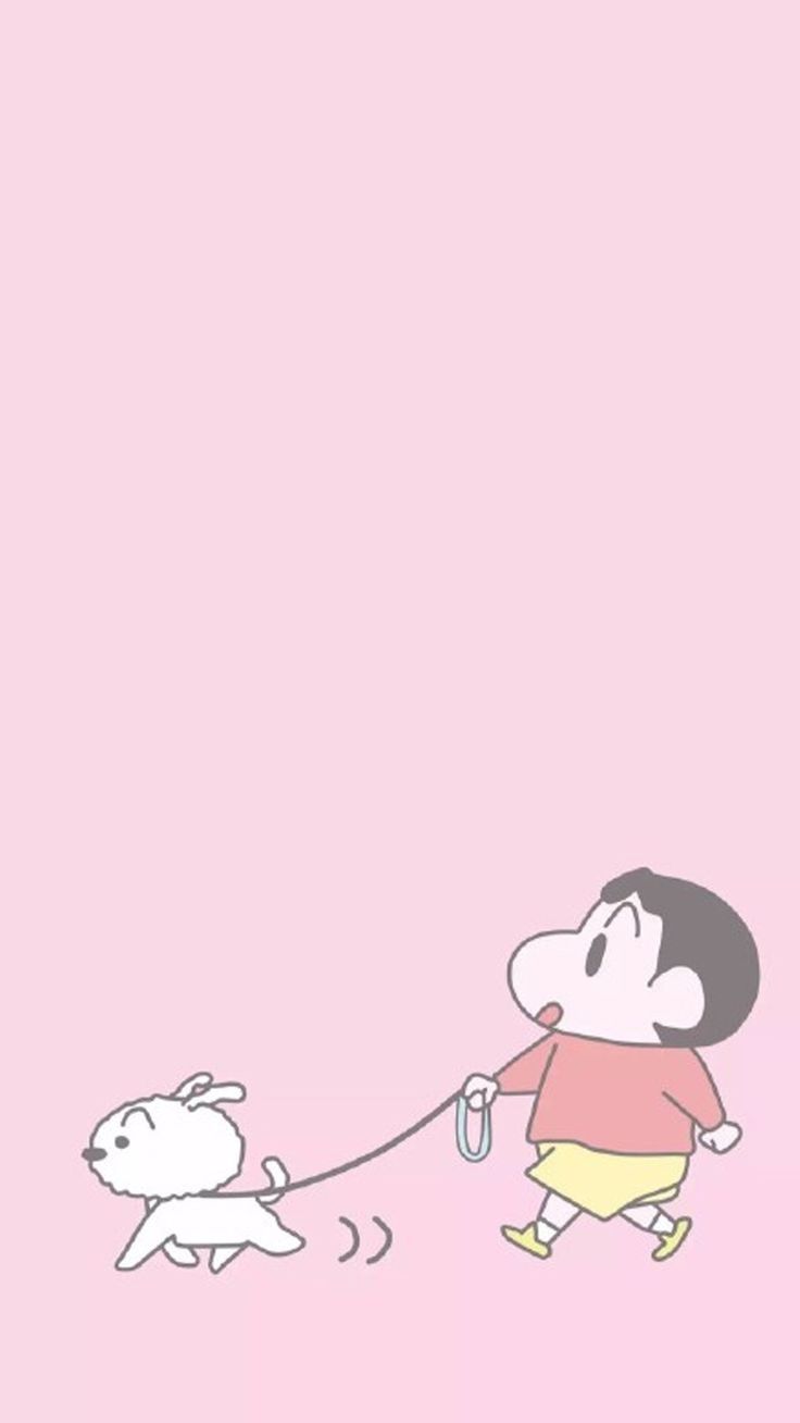 Shin-chan con cane rosa, 736x1308 Verticale, Telefono