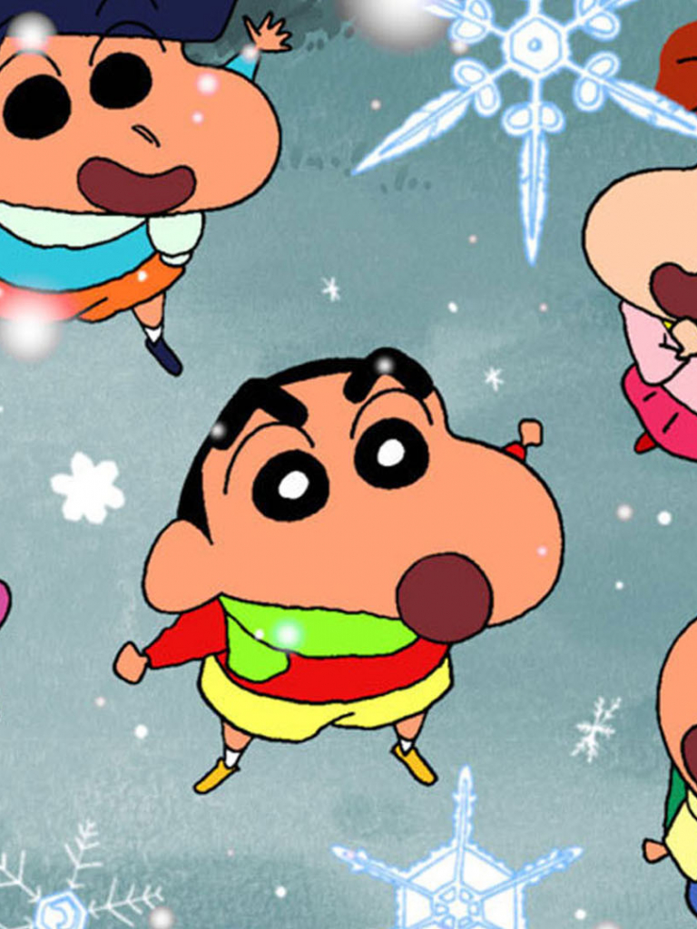Shin-chan personaggi neve, 768x1024 Verticale, Mobile