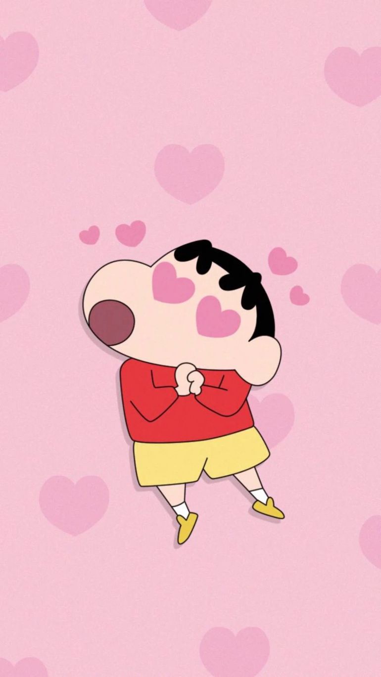 Shin-chan con cuori rosa, 770x1369 Full HD Verticale, iPhone