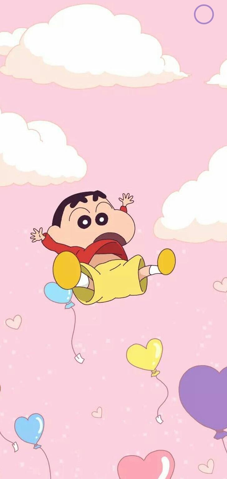 Shin-chan con palloncini rosa, 728x1537 Verticale, Telefono
