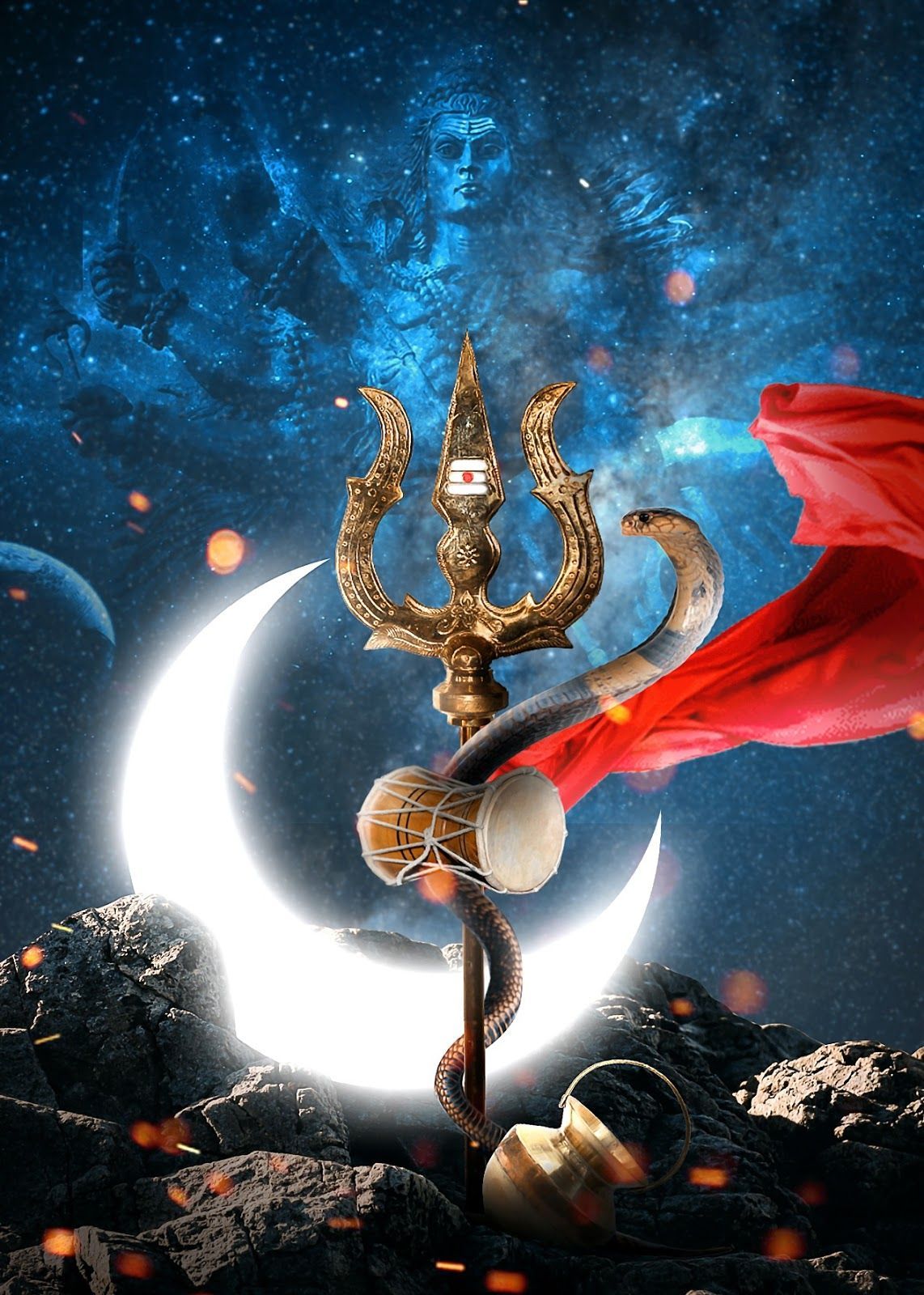 Trishul di Shiva con luna, 1142x1600 Full HD Verticale, iPhone