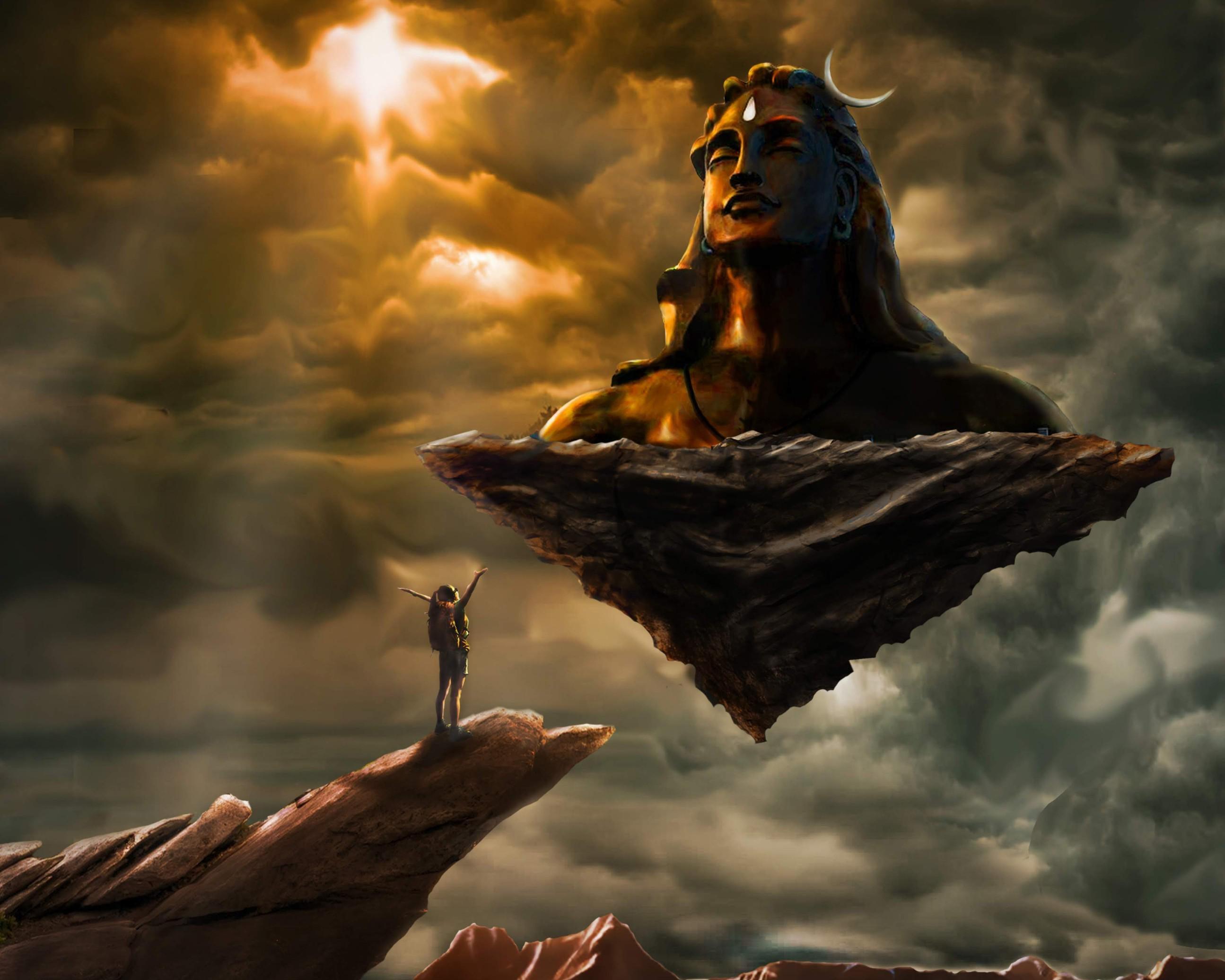 Shiva statua fluttuante montagna, 2590x2072 2K+, Desktop