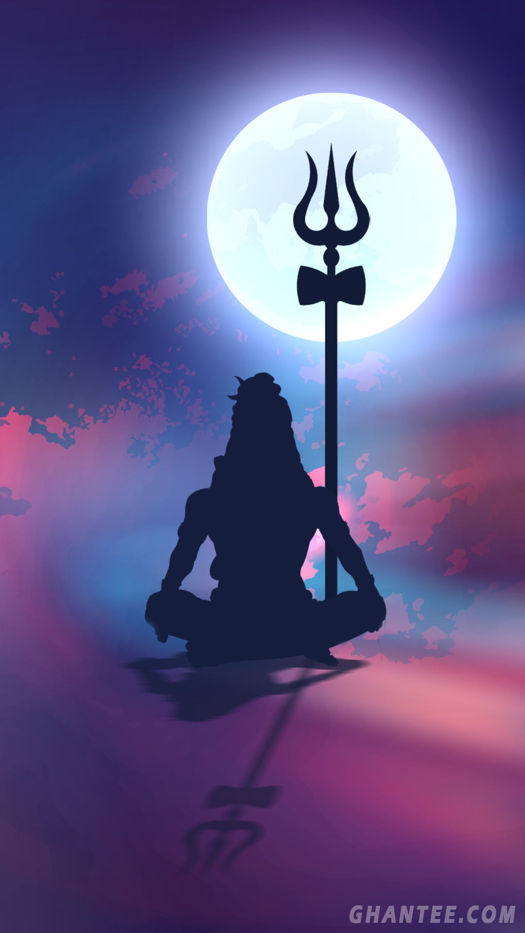 Shiva silhouette luna trishul, 1080x1920 Verticale, Samsung Galaxy