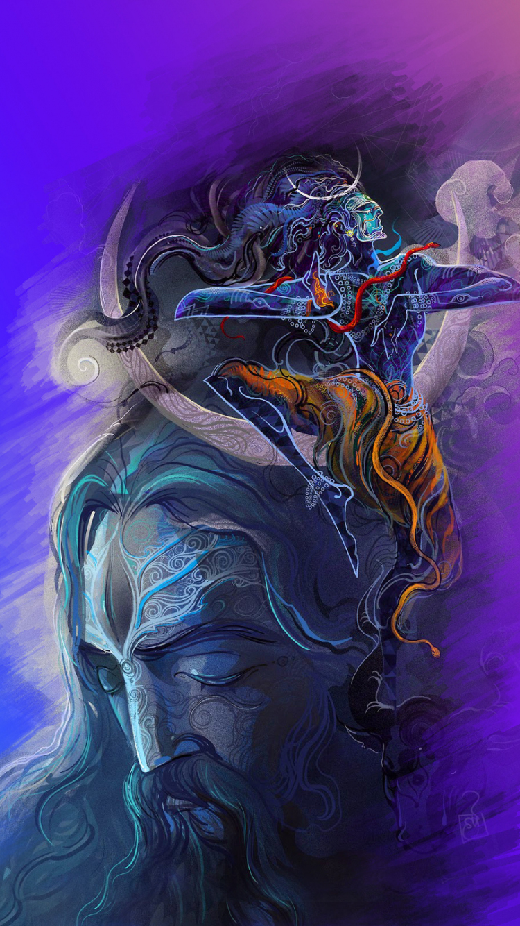 Shiva arte digitale viola, 750x1334 Verticale, Mobile