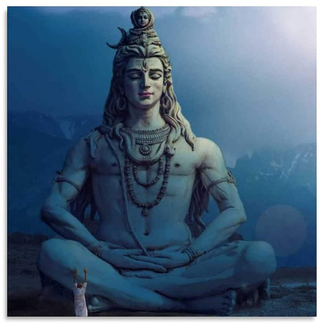 Statua Shiva meditazione blu, 1076x1086 Verticale, Telefono