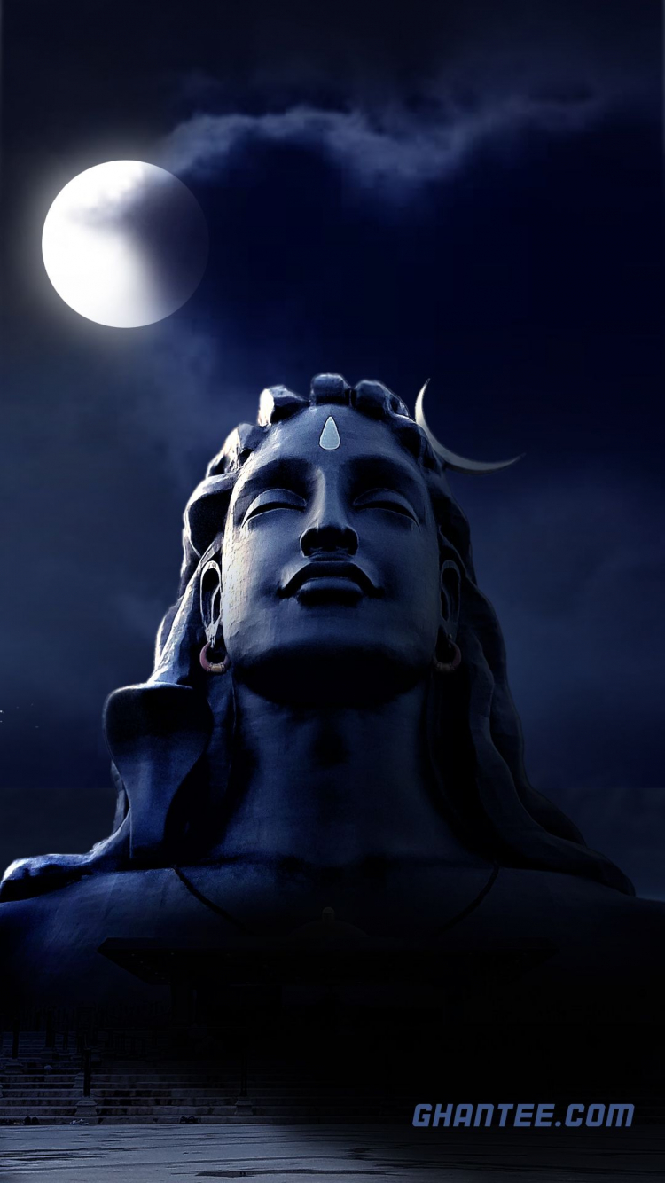 Statua Shiva notte luna, 750x1334 Full HD Verticale, iPhone