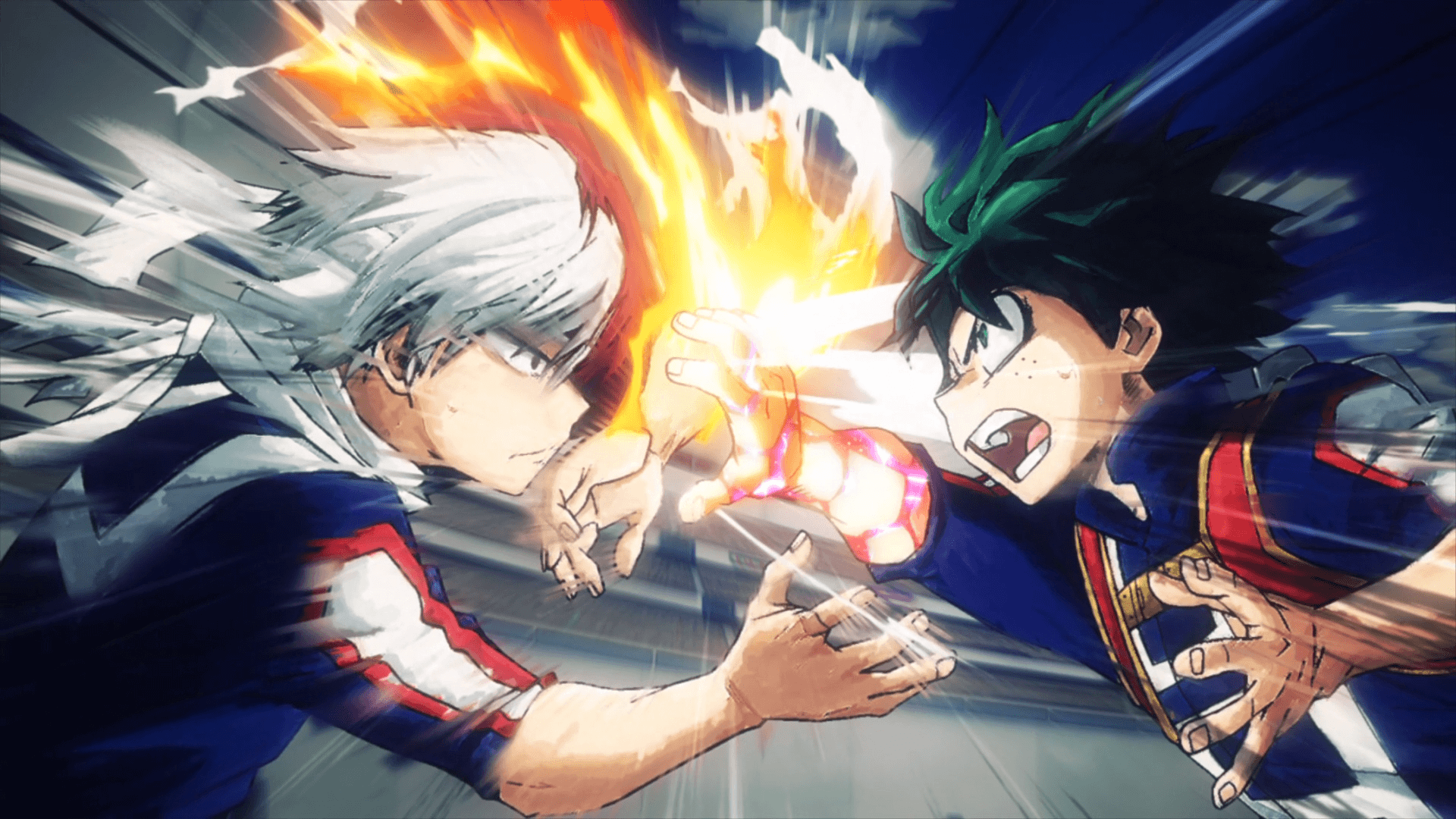 Todoroki, Midoriya e Bakugou chibi, Quirk Esplosione, 3186x1518 2K QHD, Monitor Gaming