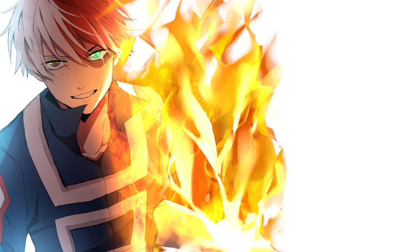 Todoroki Shouto, My Hero Academia, fuoco, 1332x850 HD, Desktop