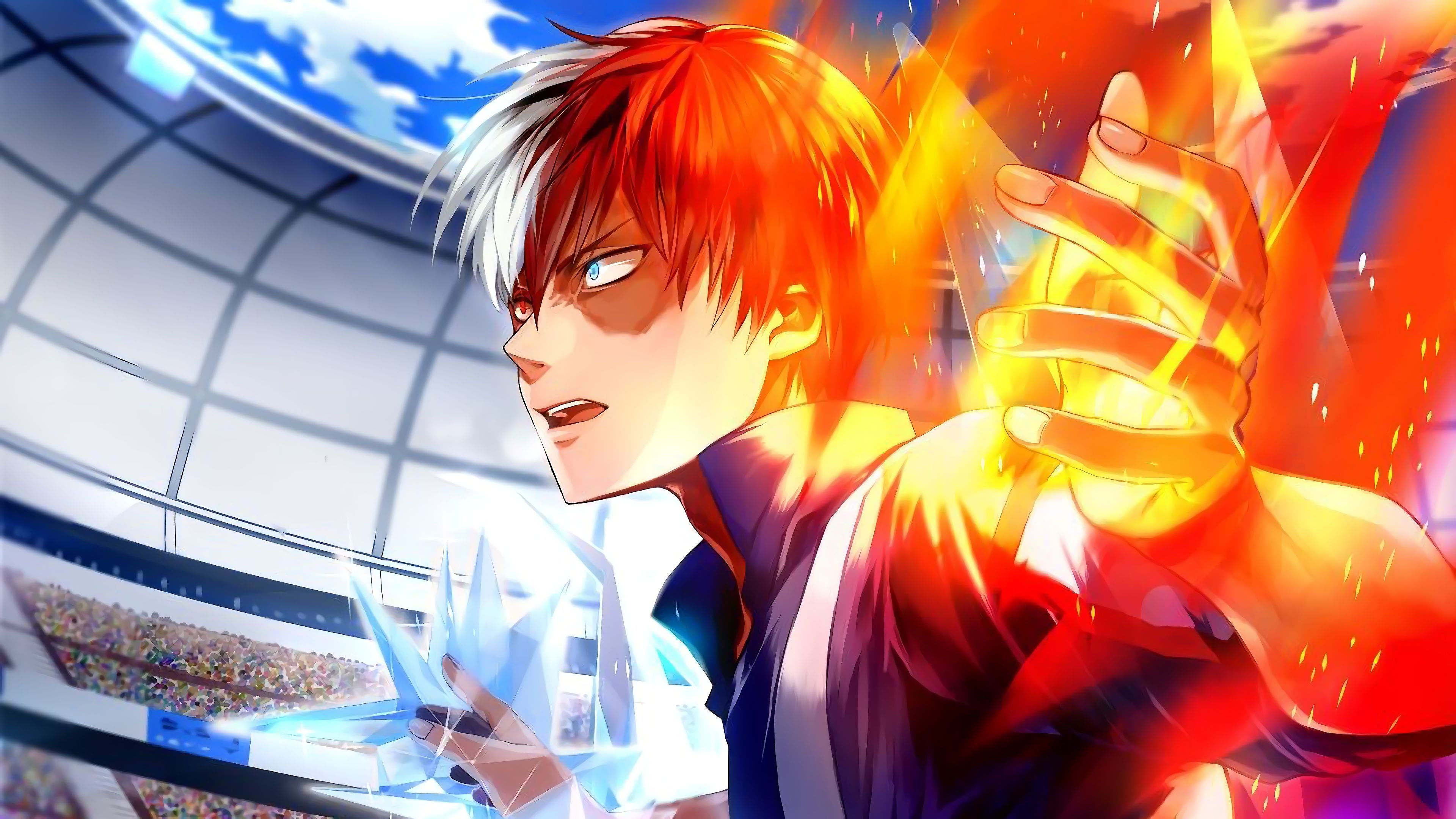 Shouto Todoroki, fuoco e ghiaccio, 3840x2160 4K Ultra HD, Monitor 4K