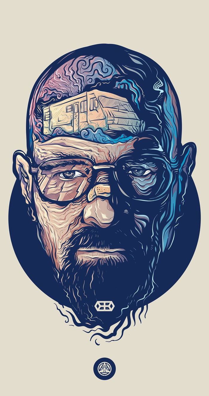 Ritratto illustrato Walter White, 700x1323 Full HD Verticale, Smartphone