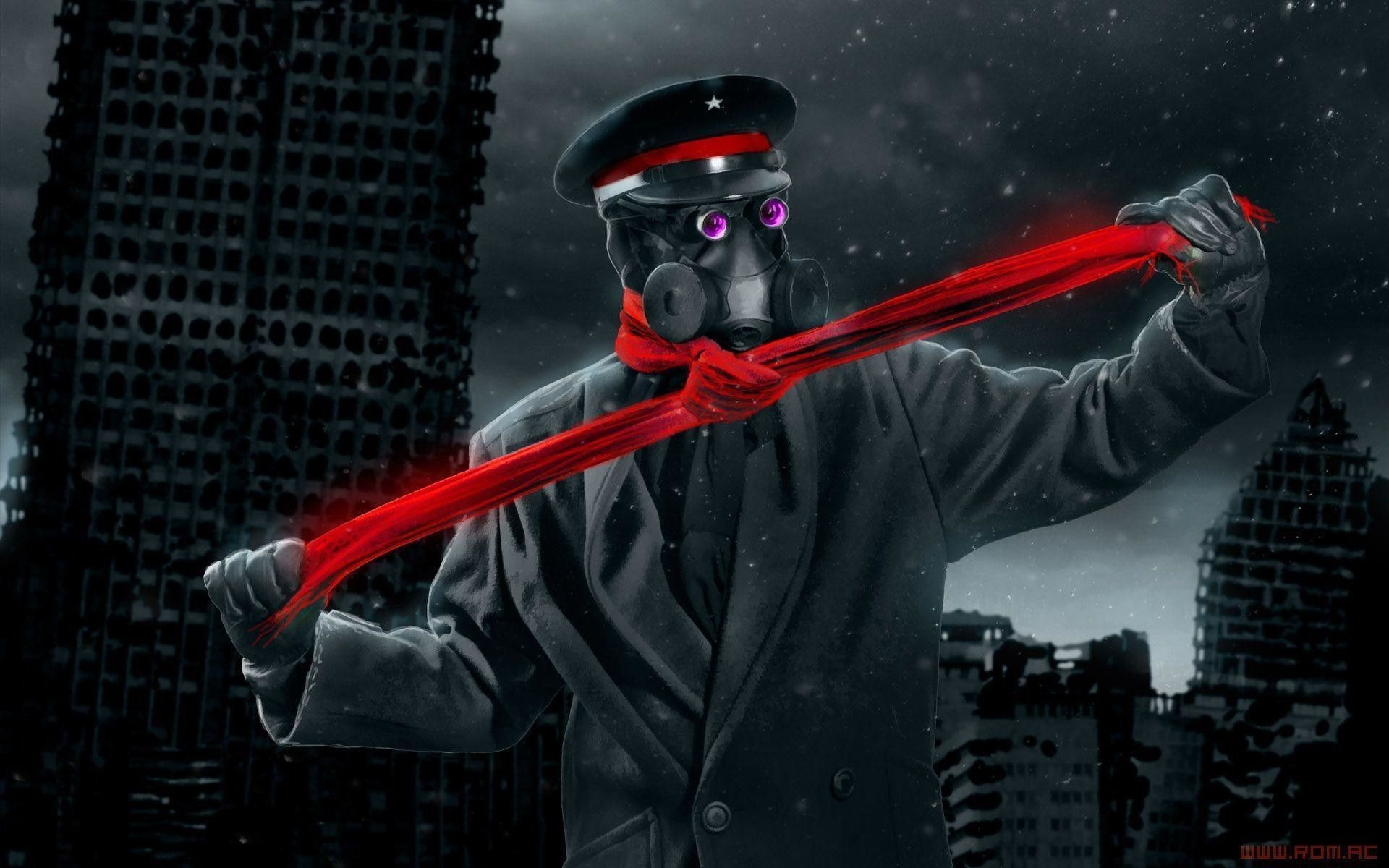 Soldato con maschera antigas rossa, 1920x1200 Full HD+, Laptop
