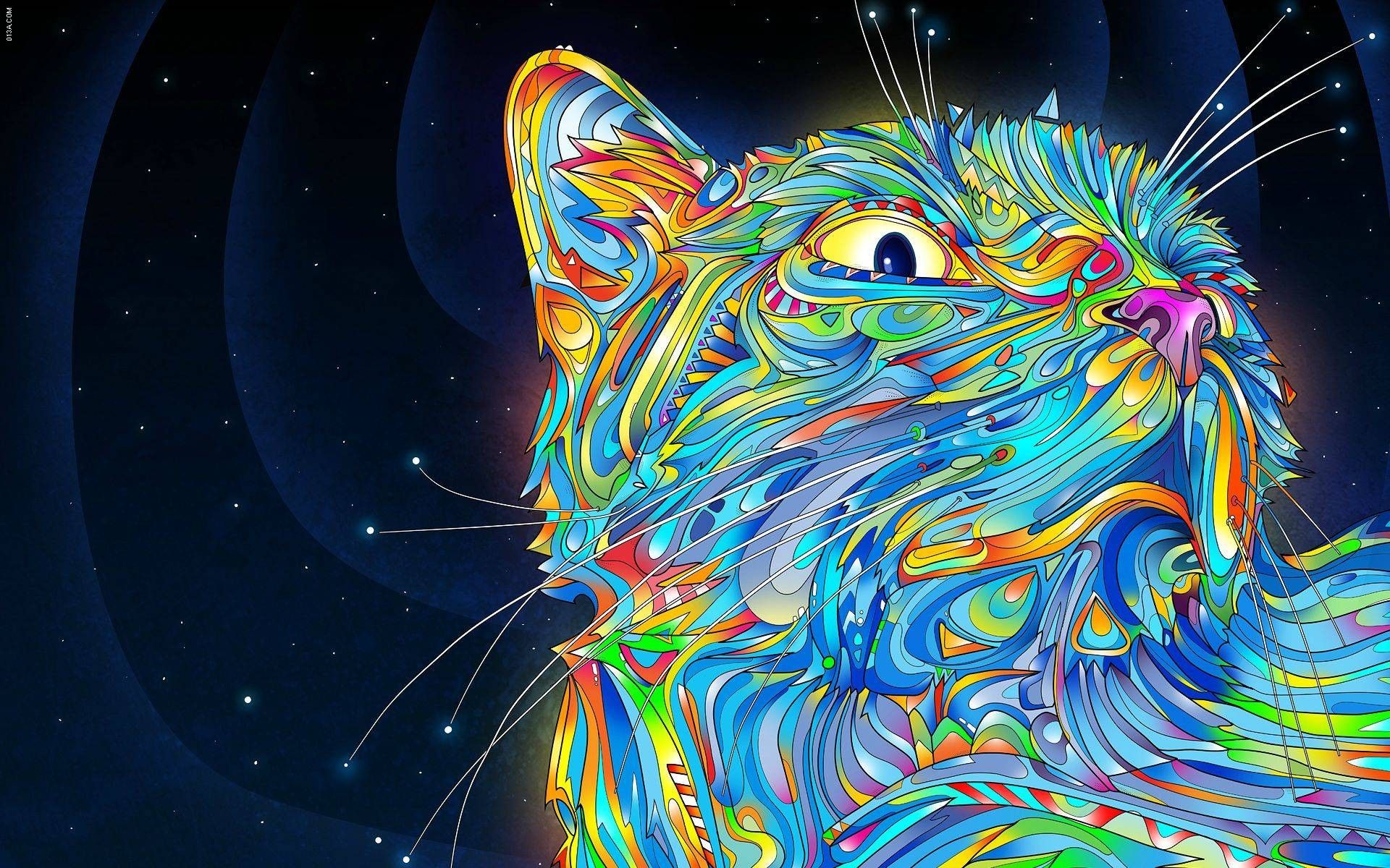 Gatto psichedelico colorato astratto, 1920x1200 Full HD+ WUXGA, iMac