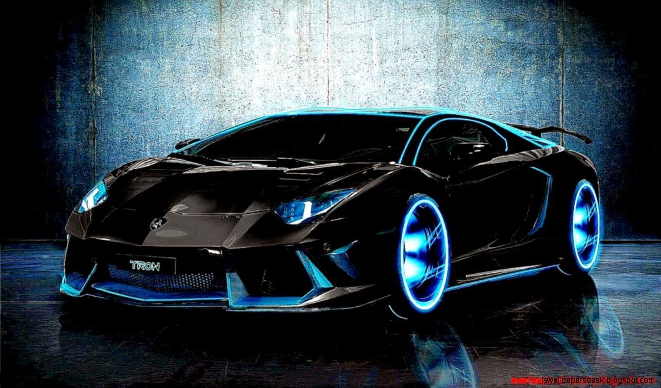 Lamborghini nera con luci neon, supercar italiana, 1295x761 HD, Desktop