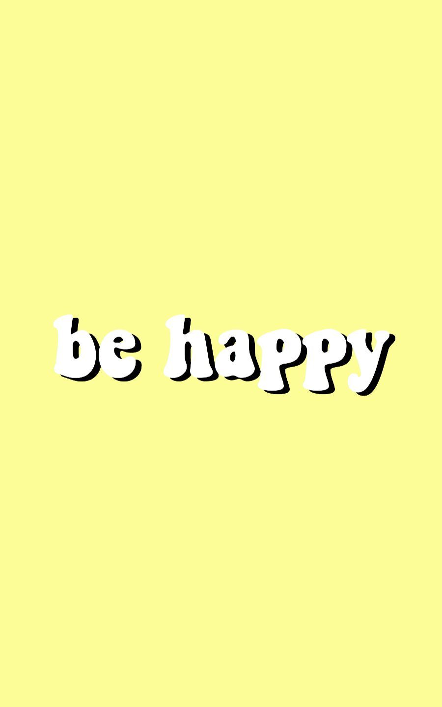 Scritta be happy giallo, 900x1440 Full HD Verticale, Smartphone
