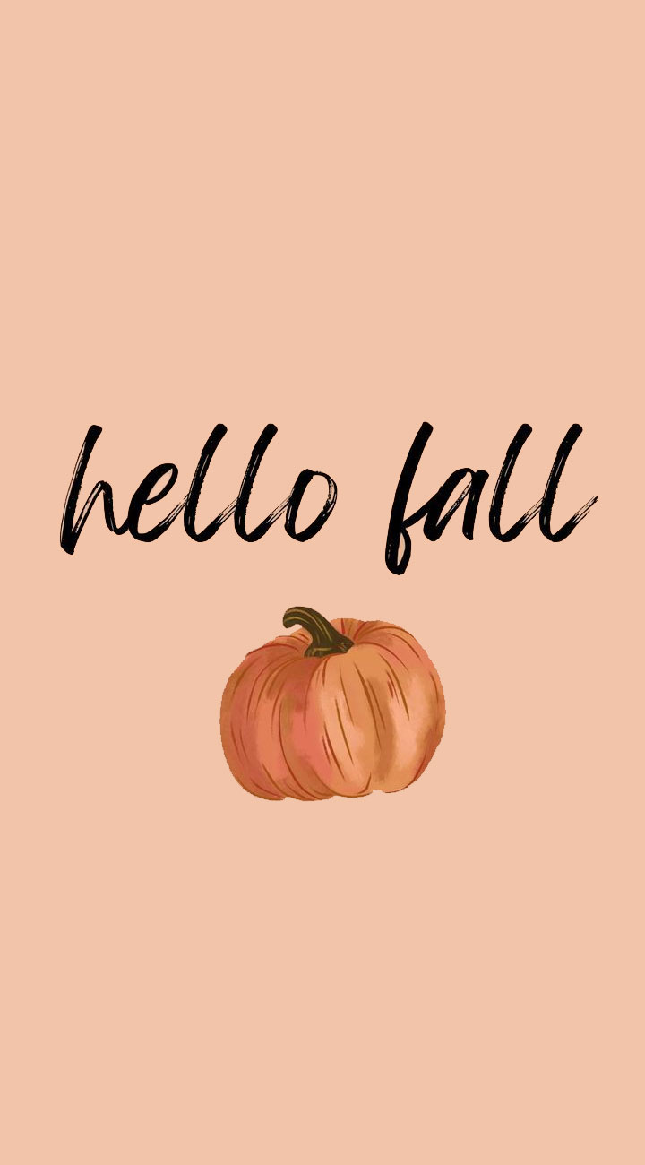 Zucca autunnale con scritta hello fall, 720x1300 Full HD Verticale, iPhone
