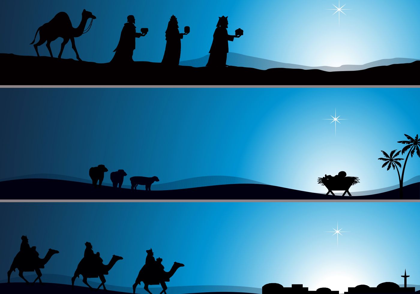 Silhouette presepe con stella, 1920x1080 Full HD, PC