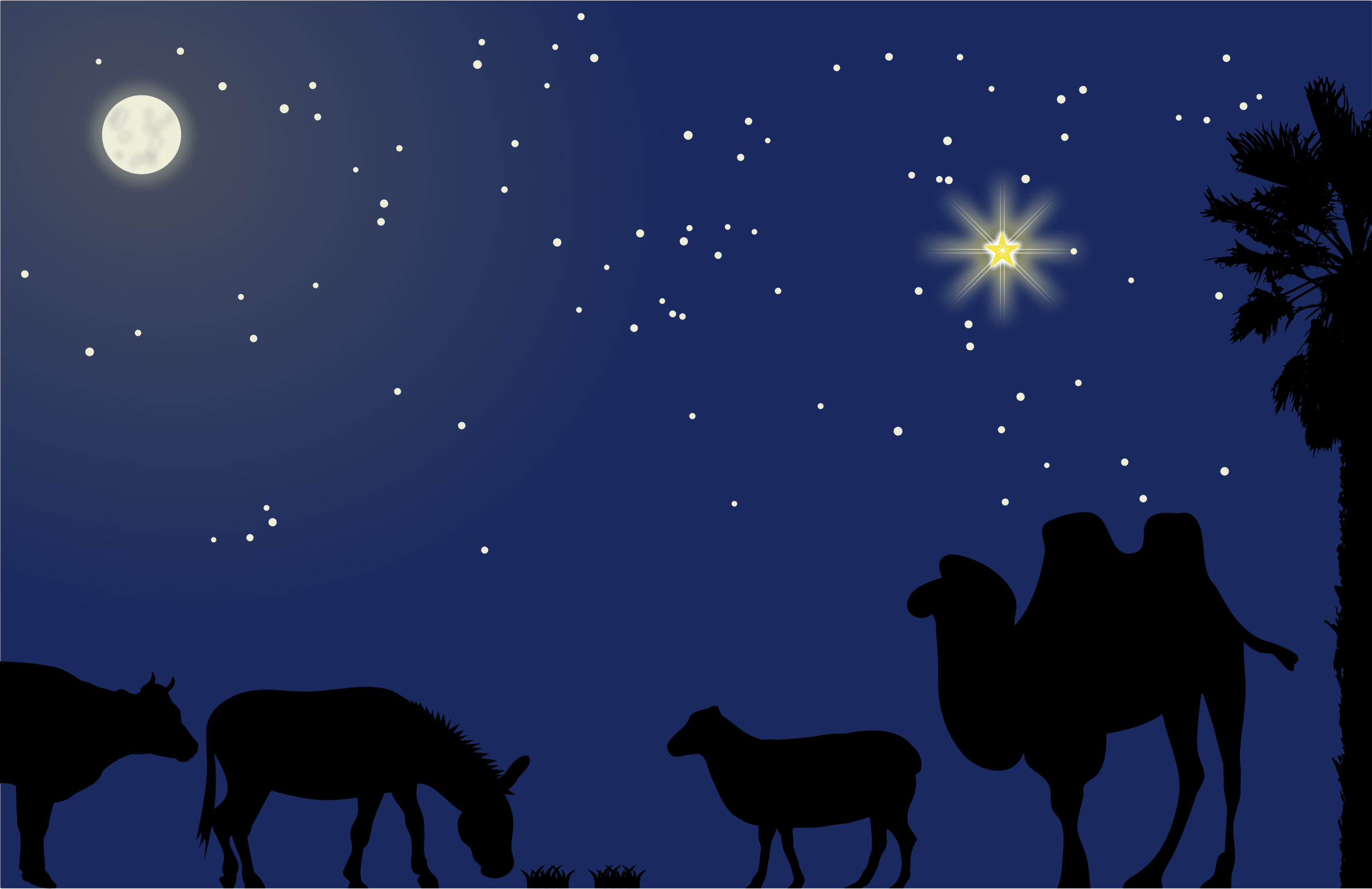 Silhouette presepe con stella cometa, 2560x1440 2K, Monitor Gaming