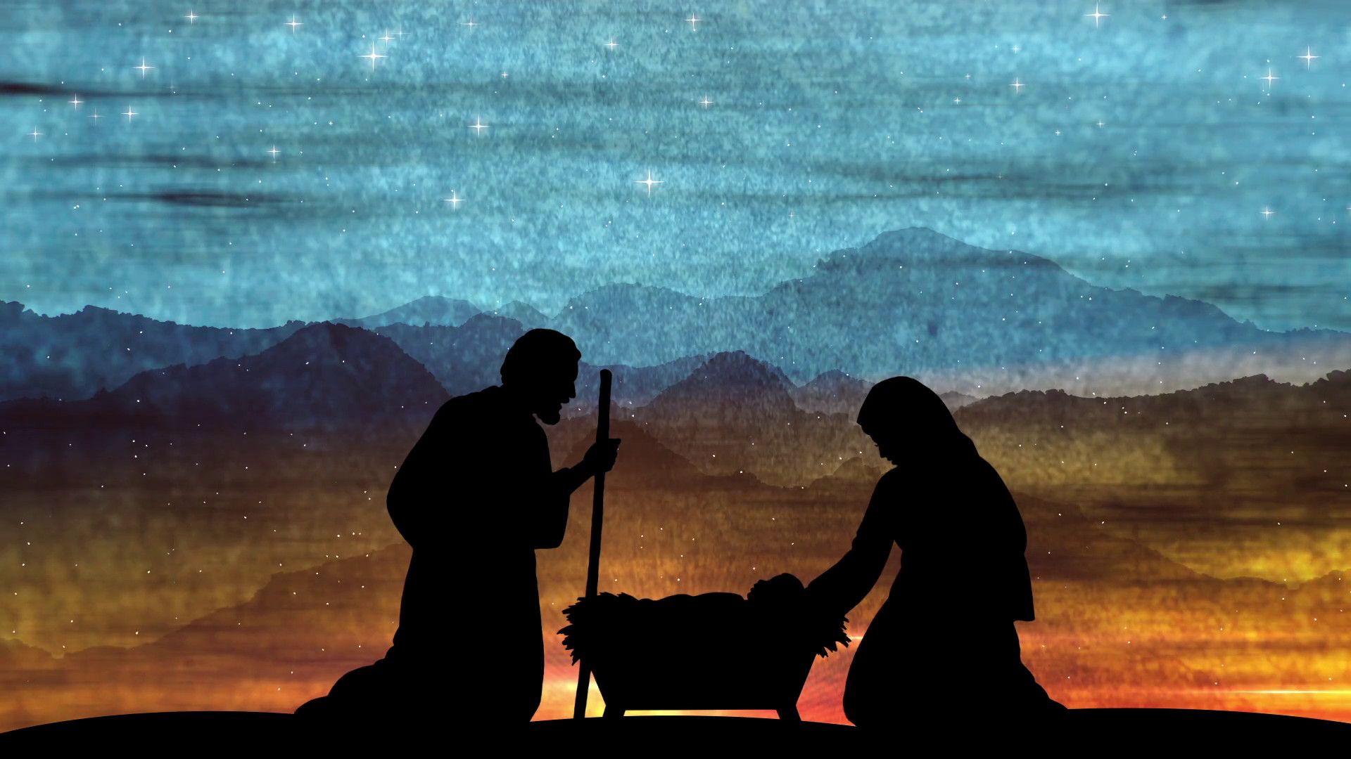 Silhouette presepe con cammelli e stella, 1920x1080 Full HD 1080p, PC