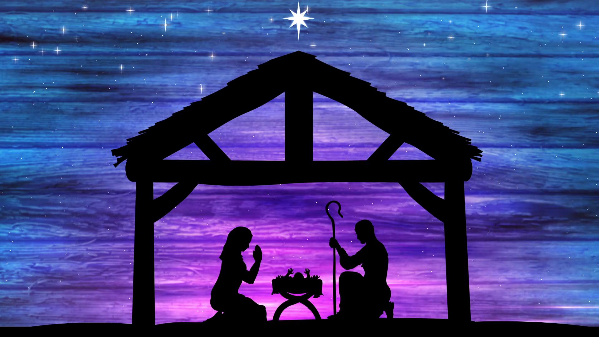 Silhouette Presepe Natività blu, 1024x1024 HD, Desktop