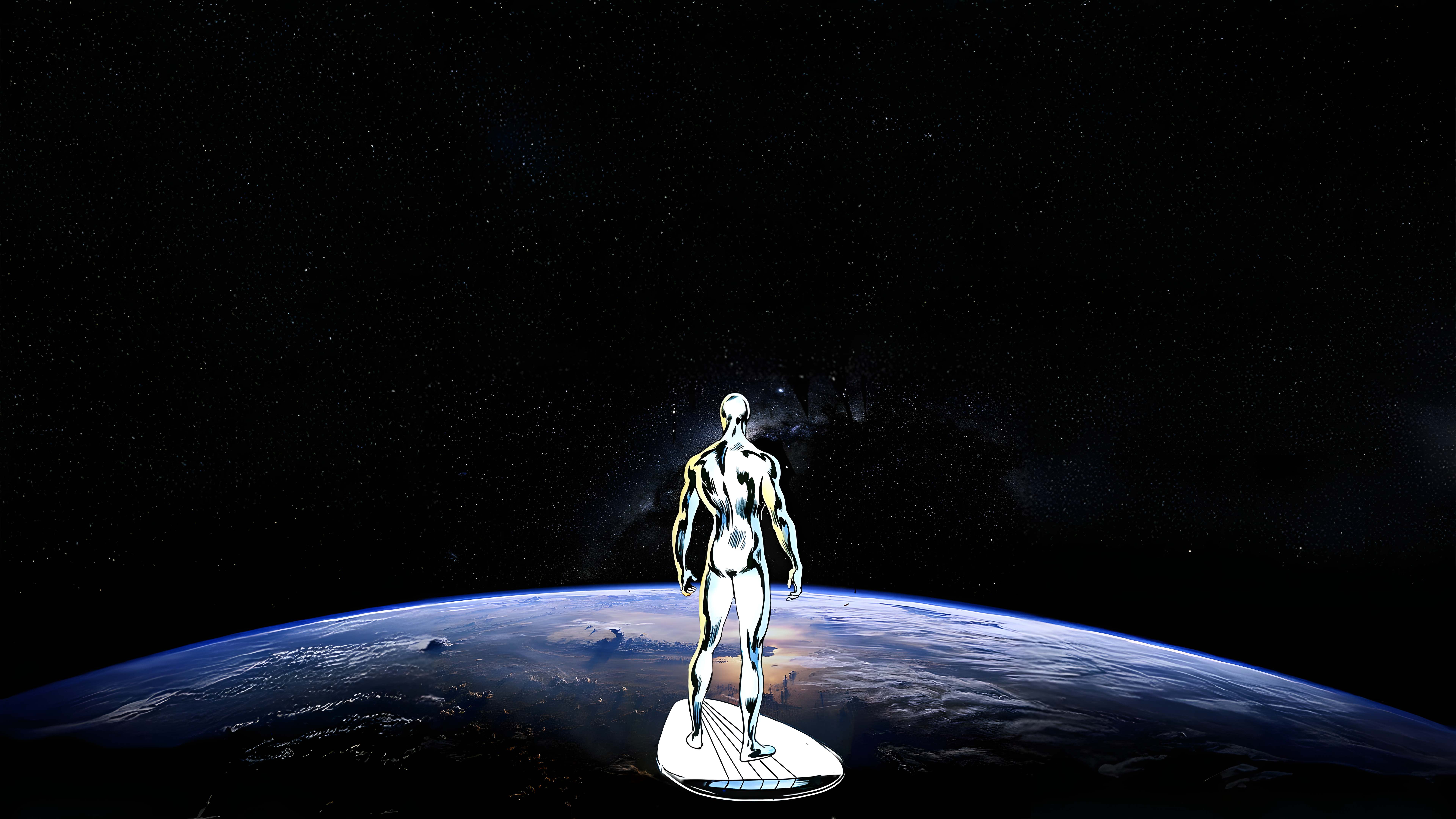 Silver Surfer sopra la Terra, 7680x4320 UHD, Monitor 4K