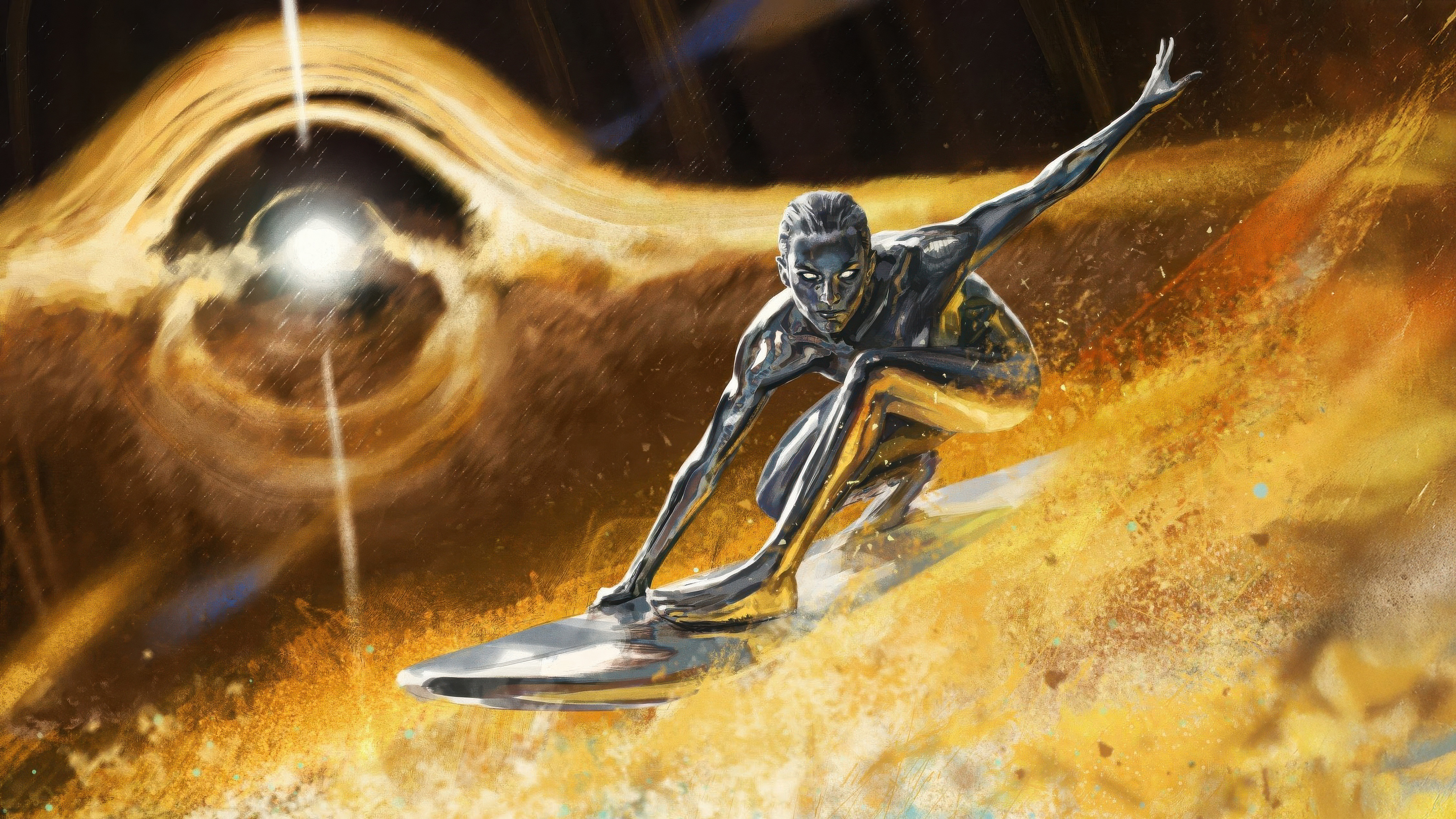Silver Surfer su tavola cosmica, 3840x2160 UHD, PC 4K
