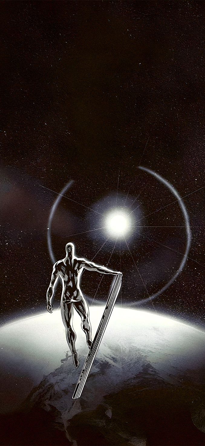 Silver Surfer su tavola cosmica, 678x1470 Verticale, Mobile