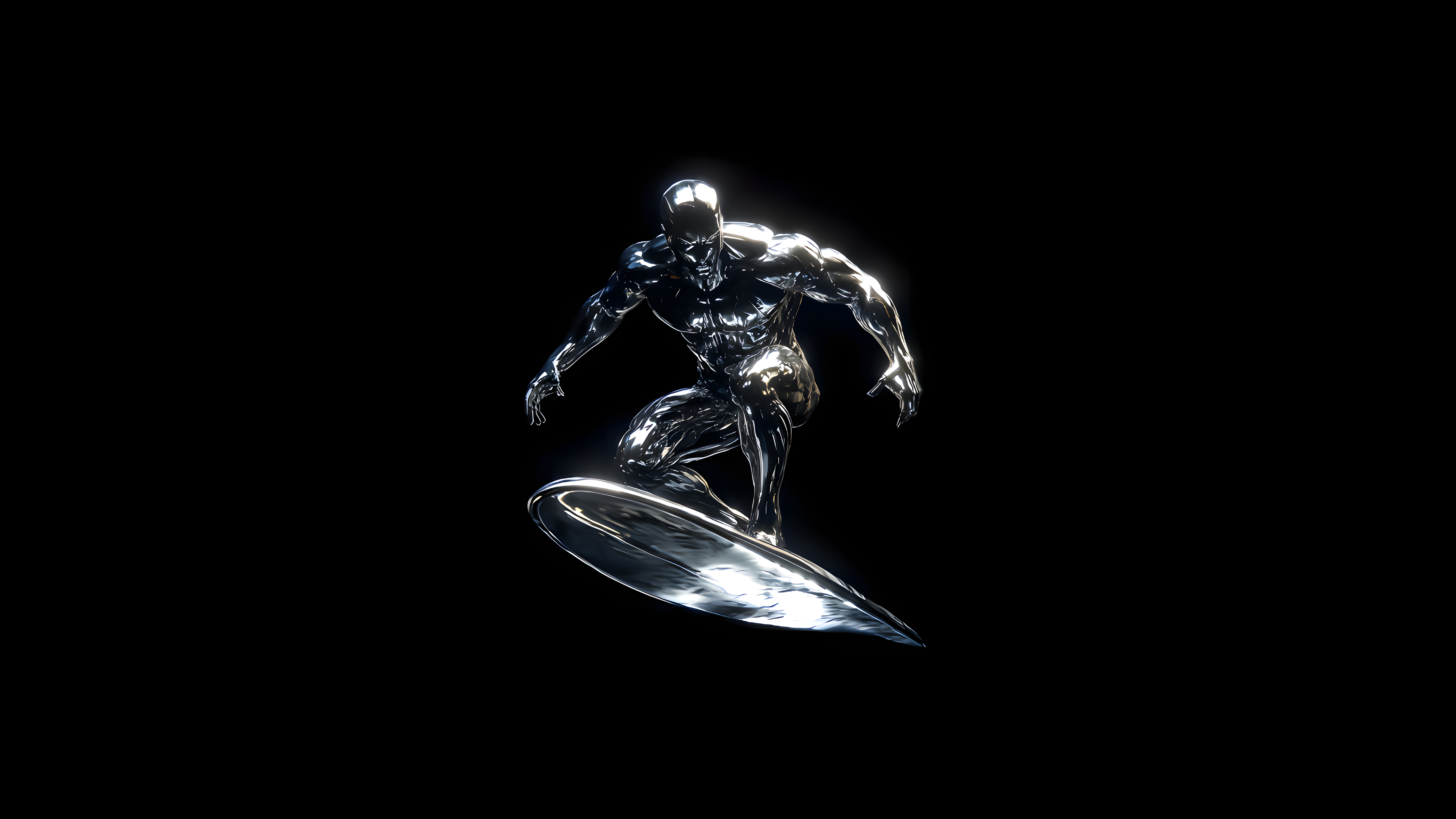 Silver Surfer Marvel sfondo nero, MCU, 7680x4320 Ultra HD, 4K TV