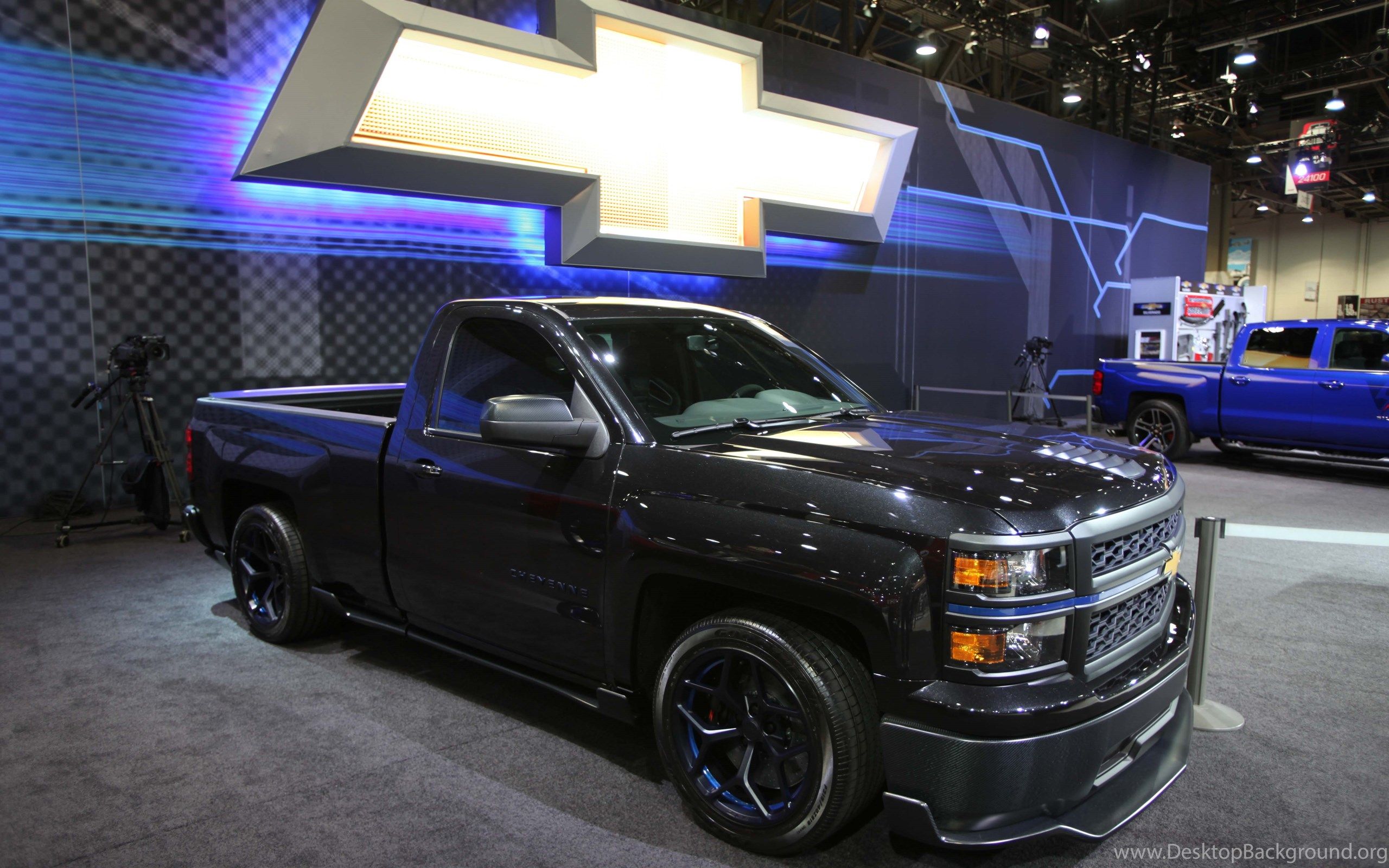 Chevrolet Silverado nero, esposizione, 2560x1600 2K+, Desktop