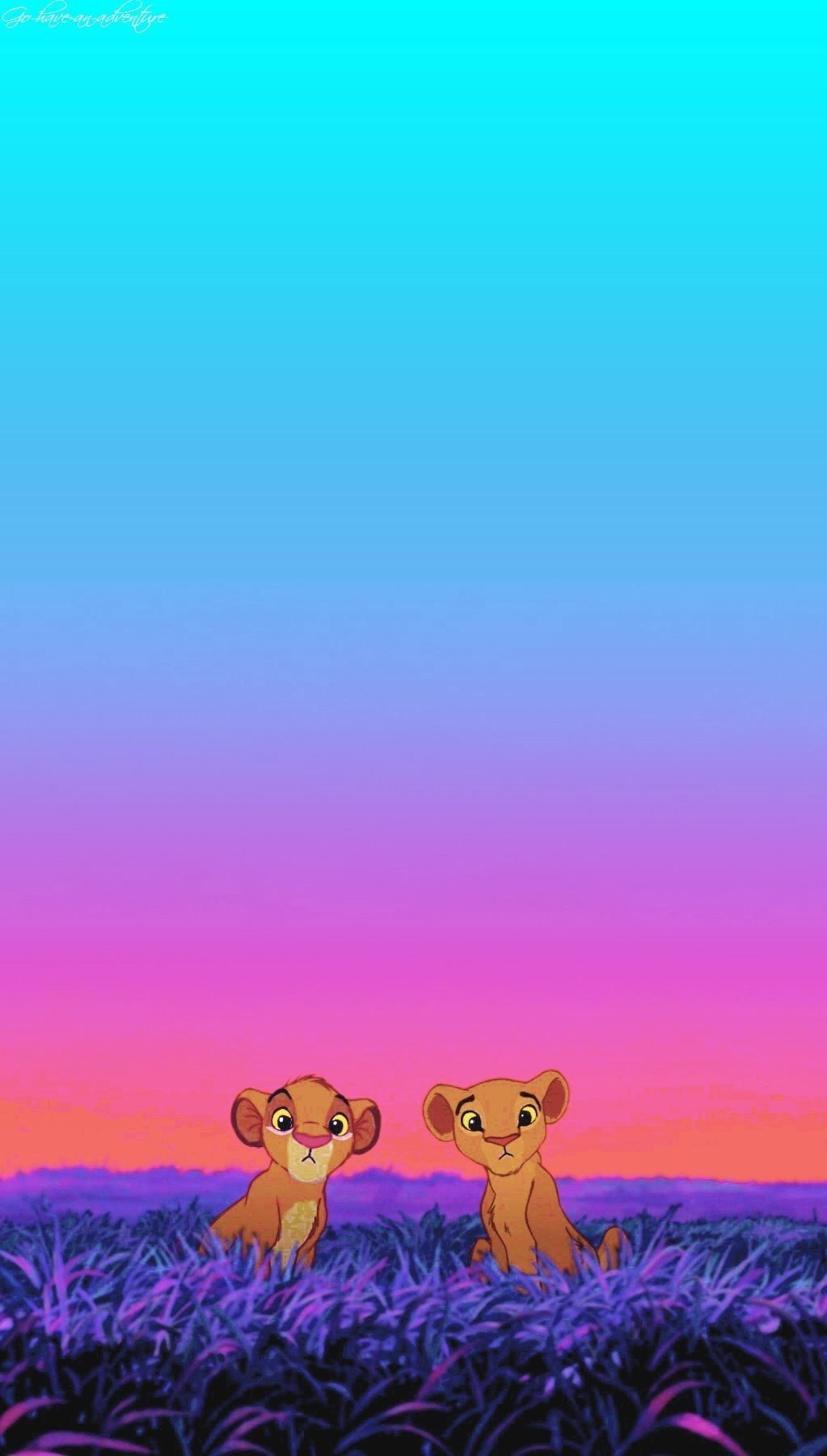 Simba e Nala cuccioli tramonto, 1023x1800 Verticale, Mobile