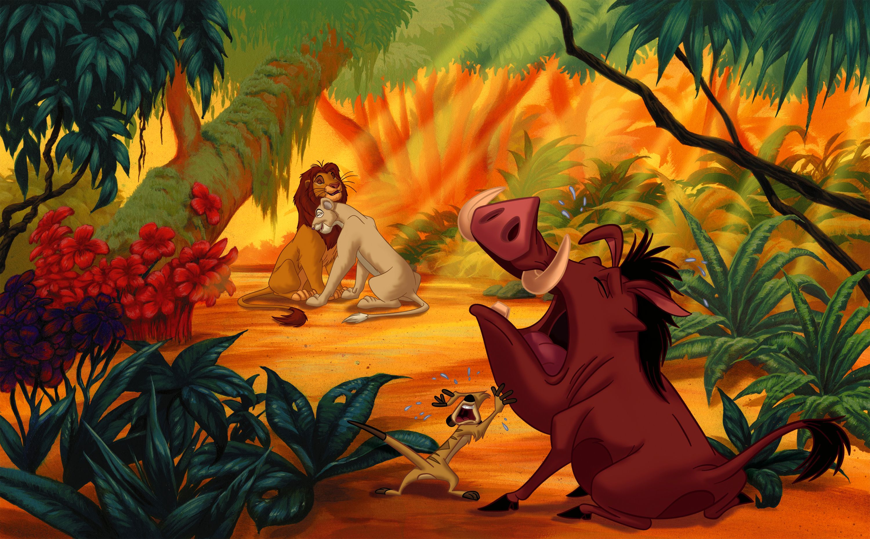 Simba, Timon e Pumbaa giungla, 3000x1861 2K+, Desktop