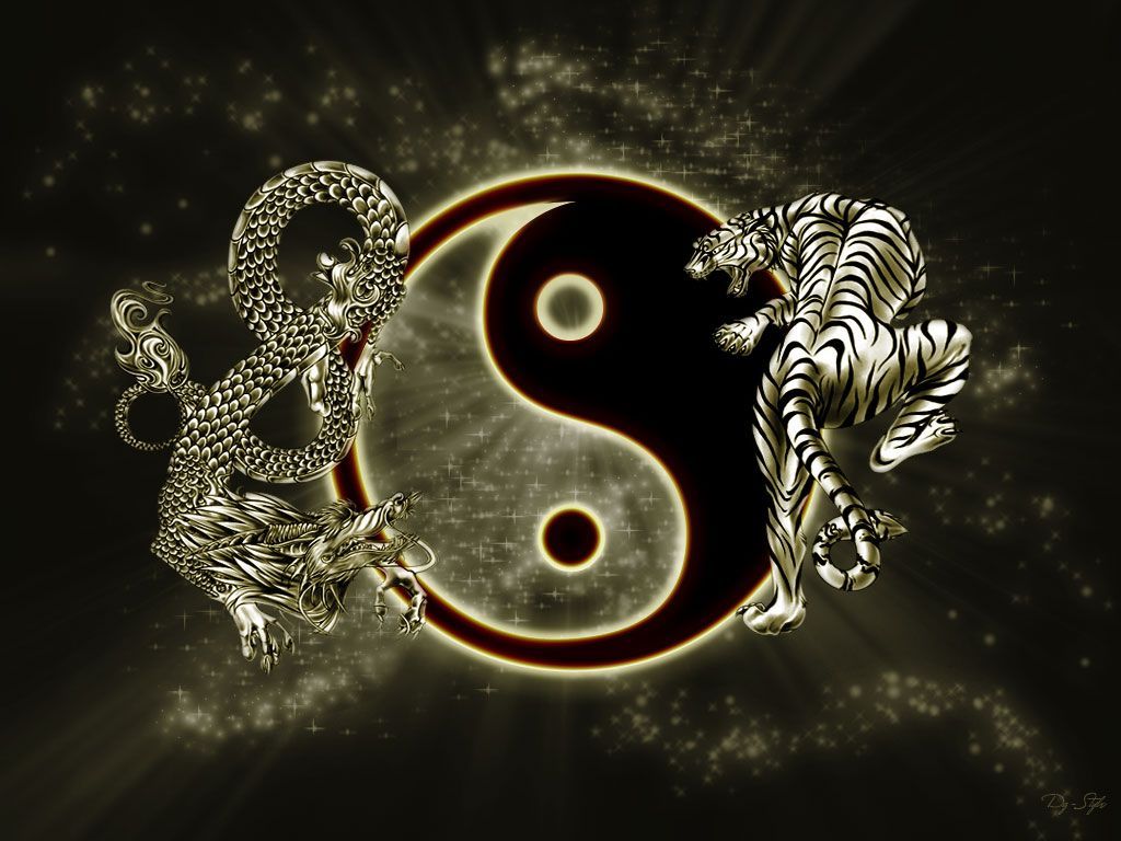 Drago e tigre con Yin Yang, 1024x768 HD, Desktop