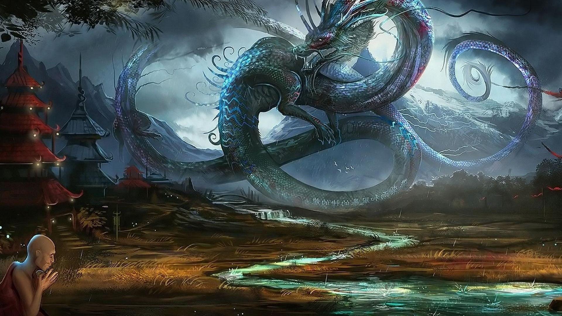 Drago cinese gigante paesaggio, 1920x1080 Full HD, Laptop
