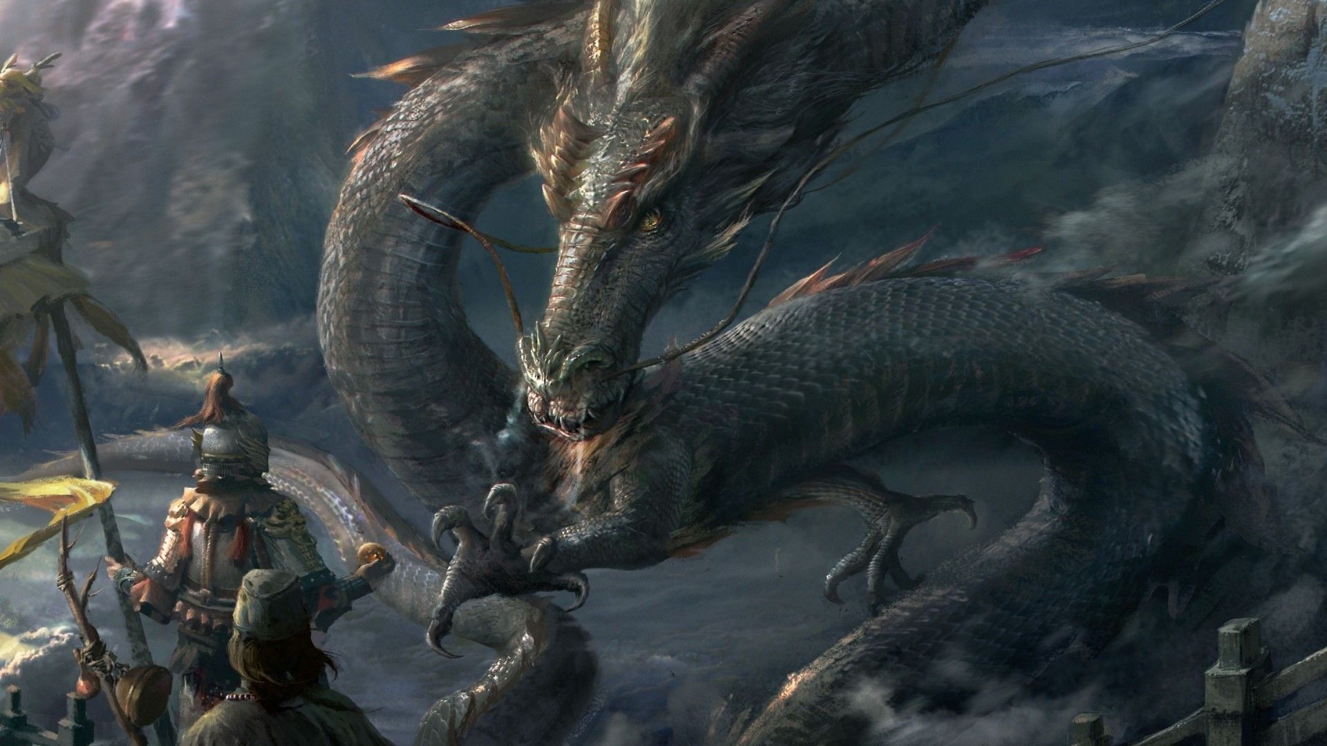 Drago cinese e guerrieri, 1920x1080 1080p, Desktop