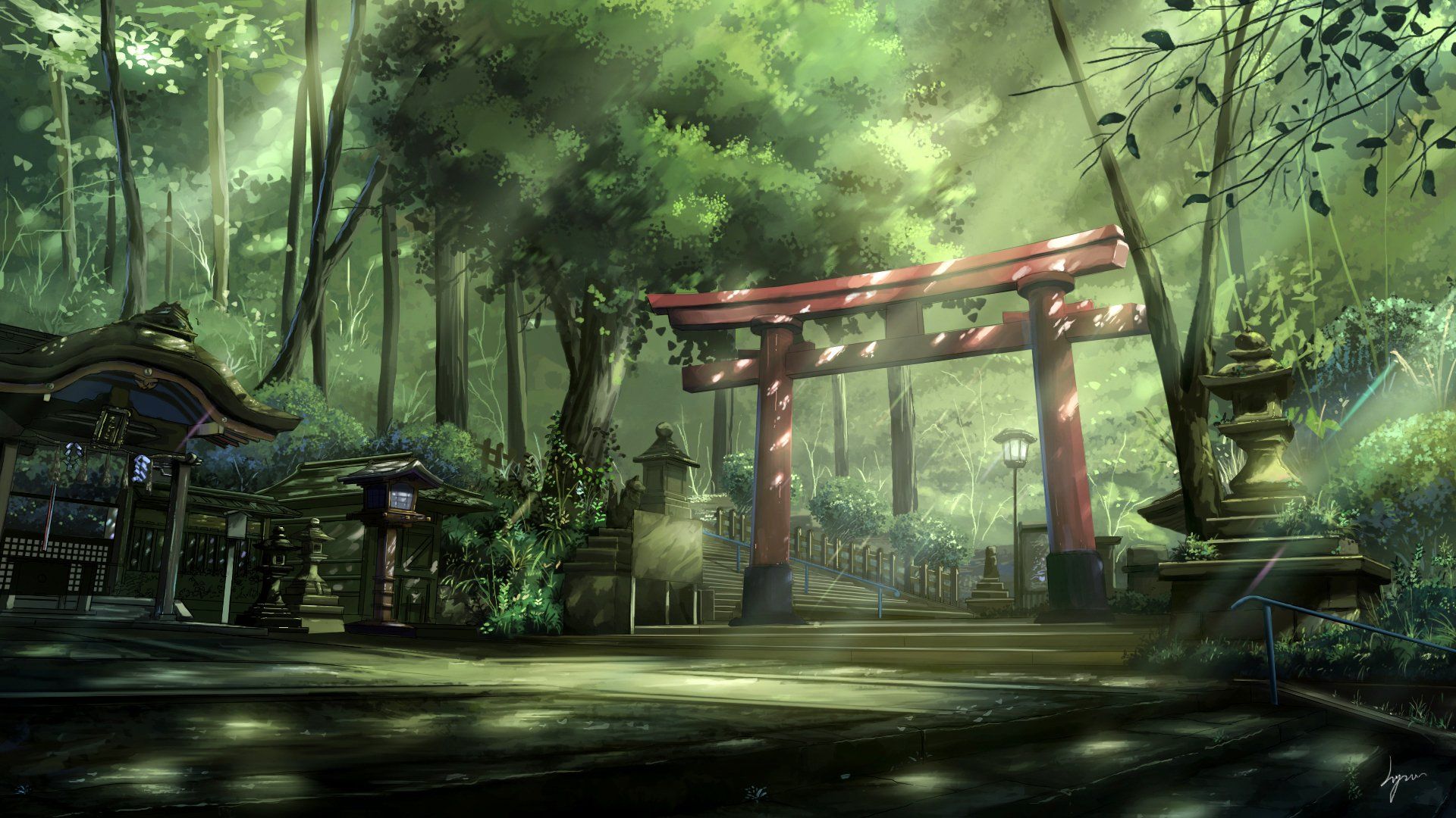 Torii rosso in foresta, 1920x1080 Full HD 1080p, Laptop