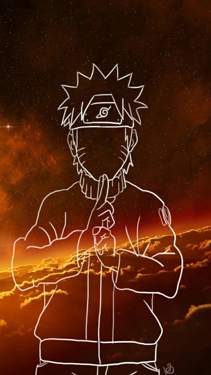 Naruto contorno luminoso arancione, ninja, 736x1309 Verticale, Mobile