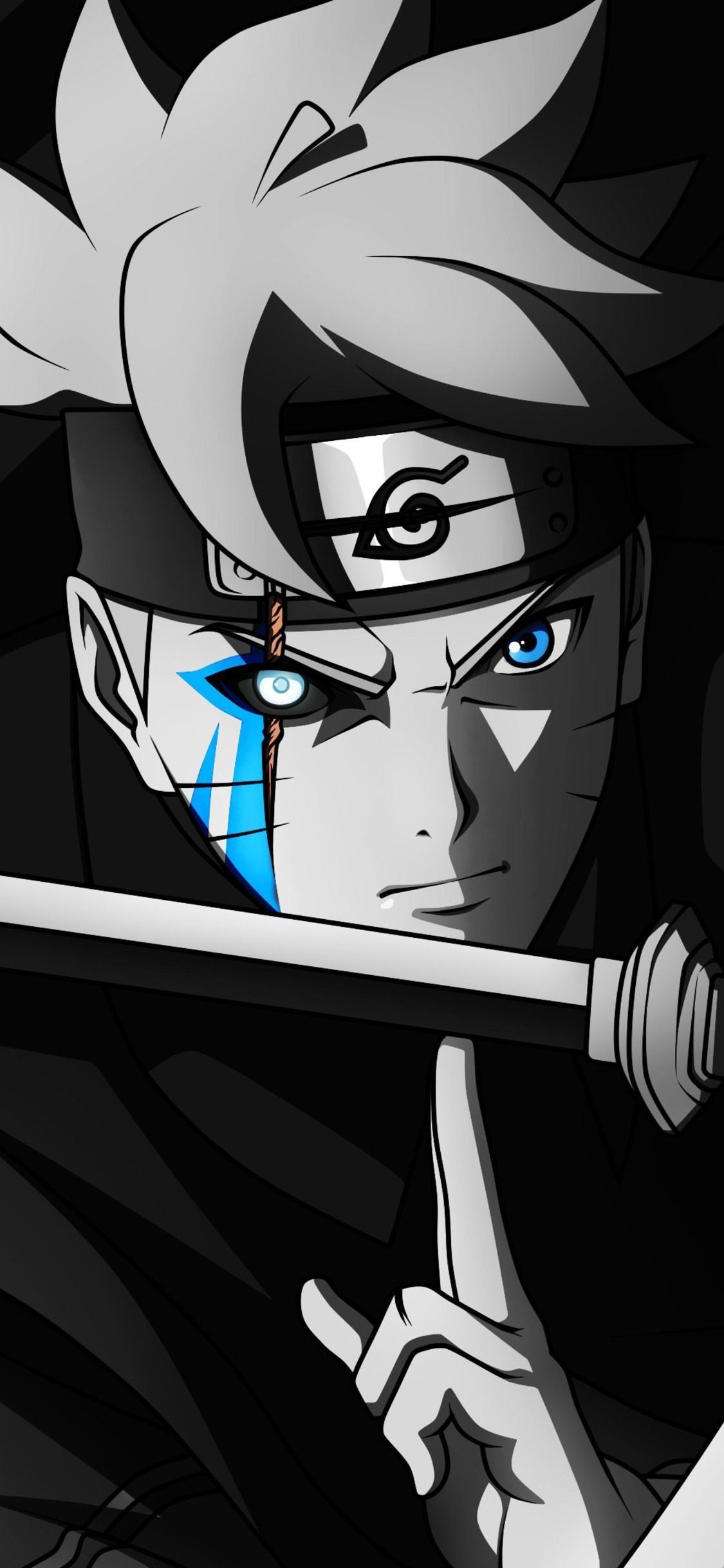 Boruto occhio blu bianco nero, 1125x2436 Verticale, iPhone