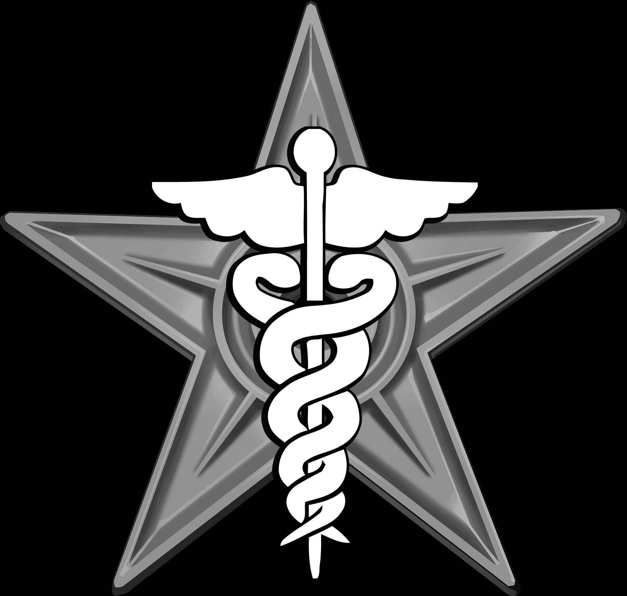 Caduceo su stella grigia, 2000x1900 alta risoluzione, PC