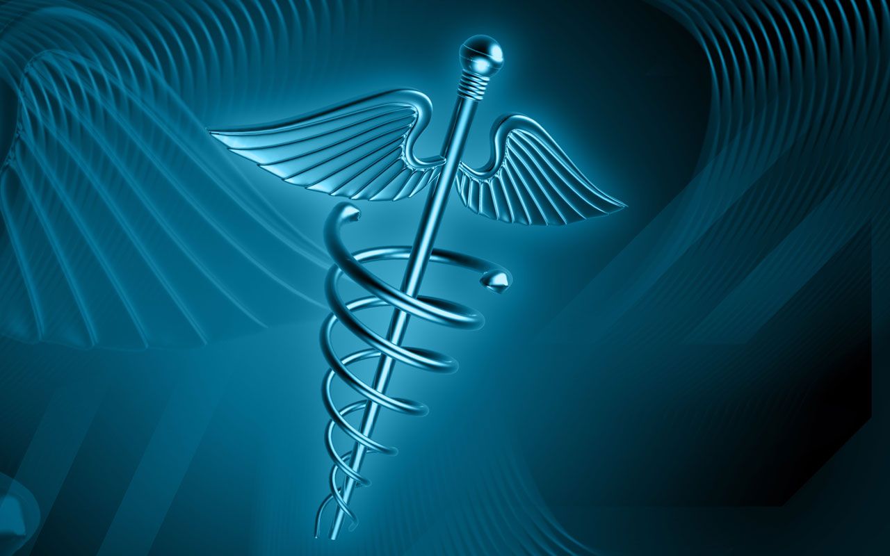 Simbolo caduceo medico blu, 1280x800 720p, Laptop