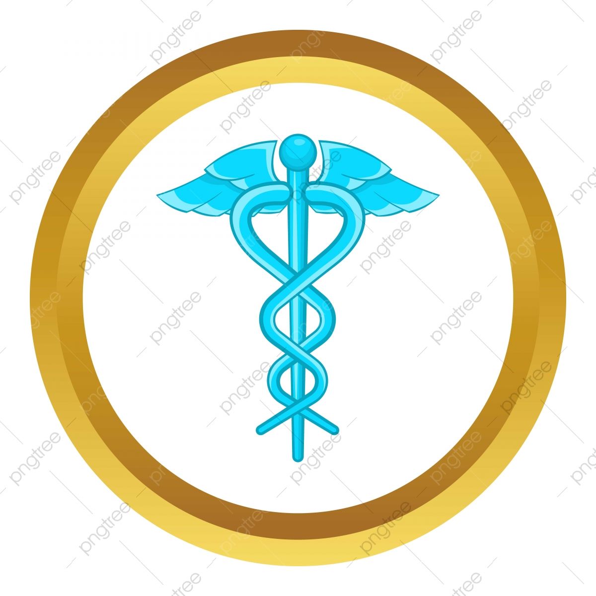 Simbolo caduceo azzurro cerchio dorato, 1200x1200 HD, PC