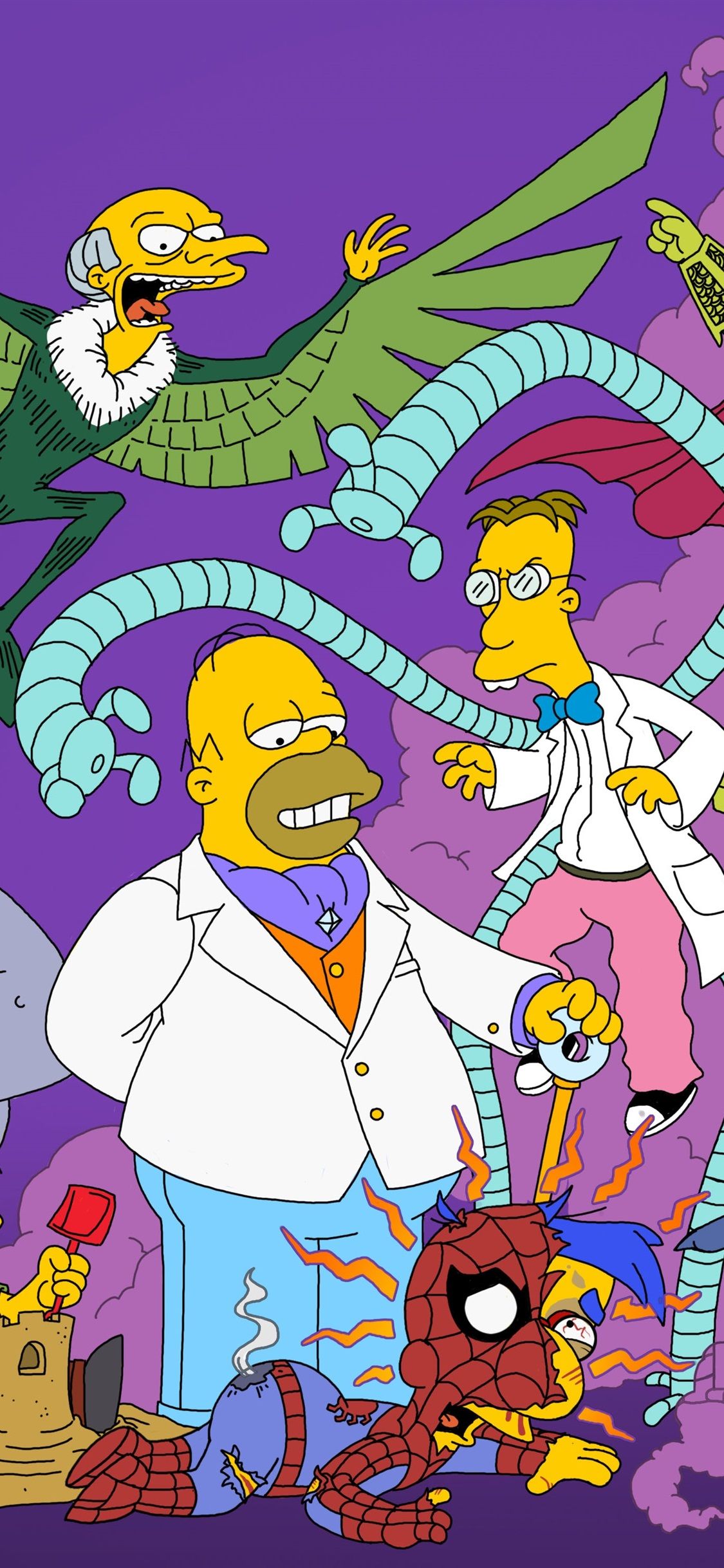 Personaggi Simpson creature aliene, 1125x2436 Full HD Verticale, iPhone Pro